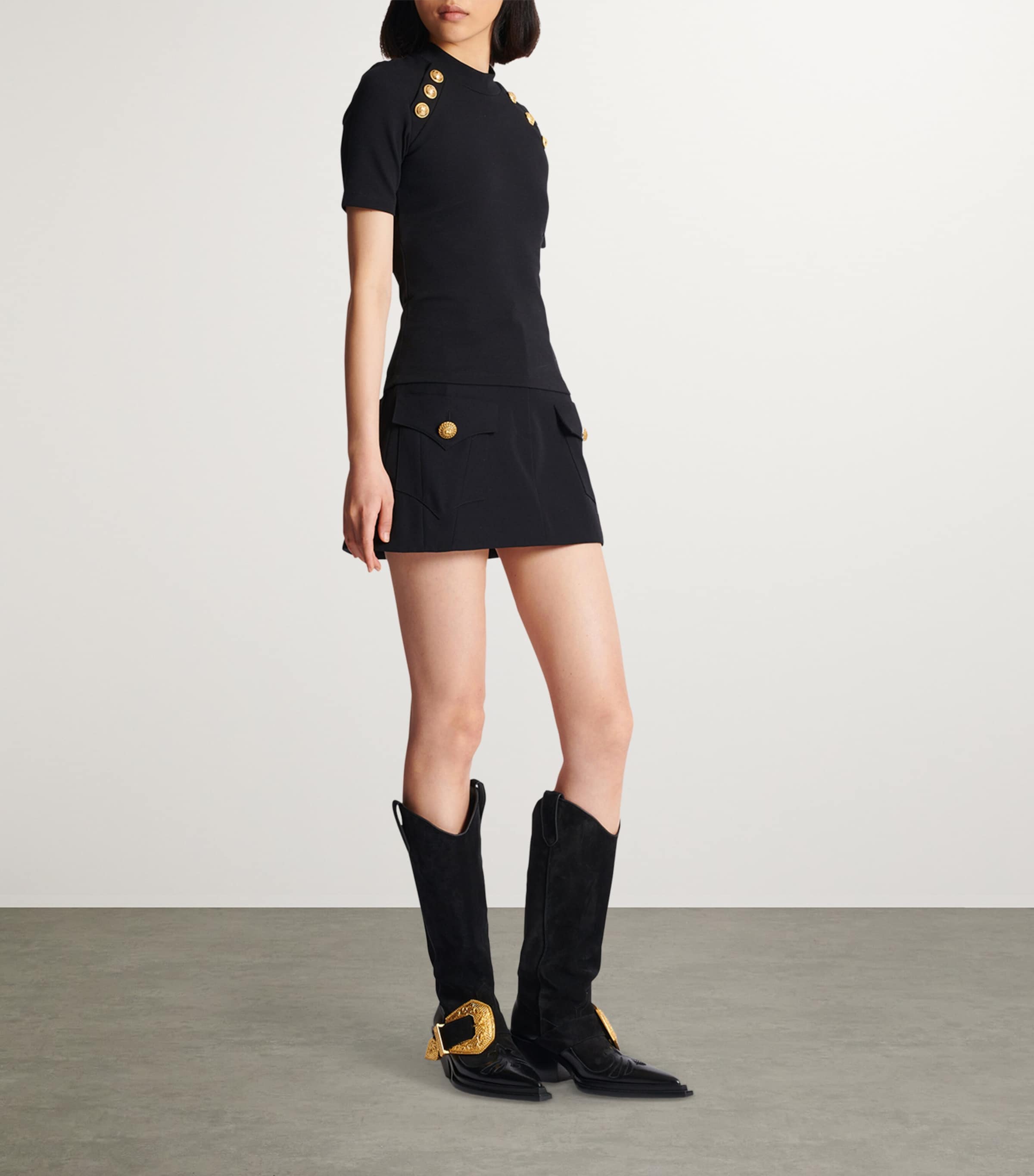 Jersey Button-Detail T-Shirt 0PA NOIR Image 2