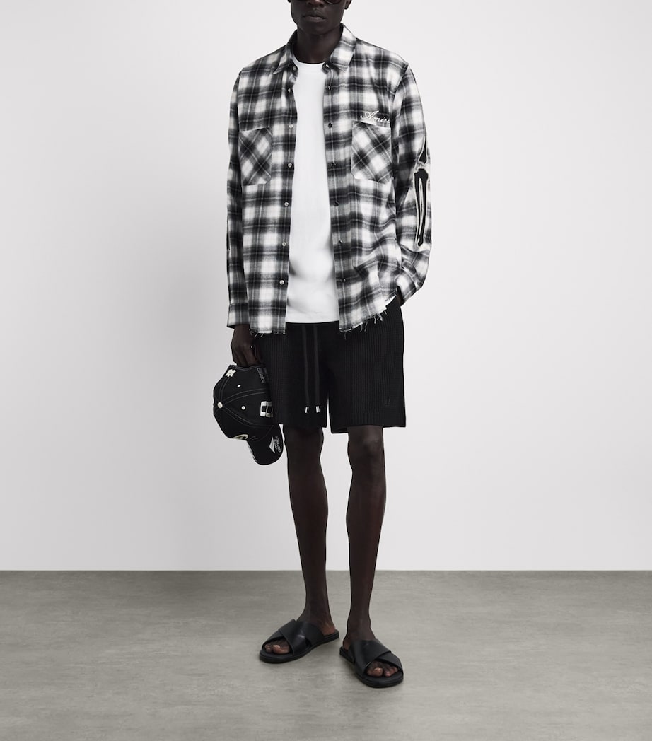 AMIRI Mens Cotton Crochet Mesh Shorts Black Image 2