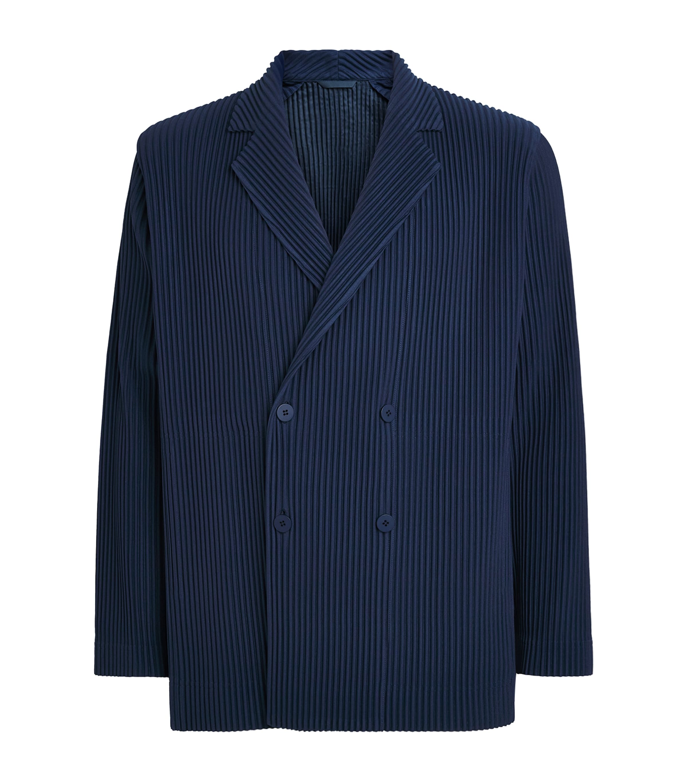 ✅タグ付き美品✅HOMME PLISSÉ ISSEY MIYAKE✅サイズ2 Homme Plissé Issey Miyake Navy Pleated Double-Breasted Blazer