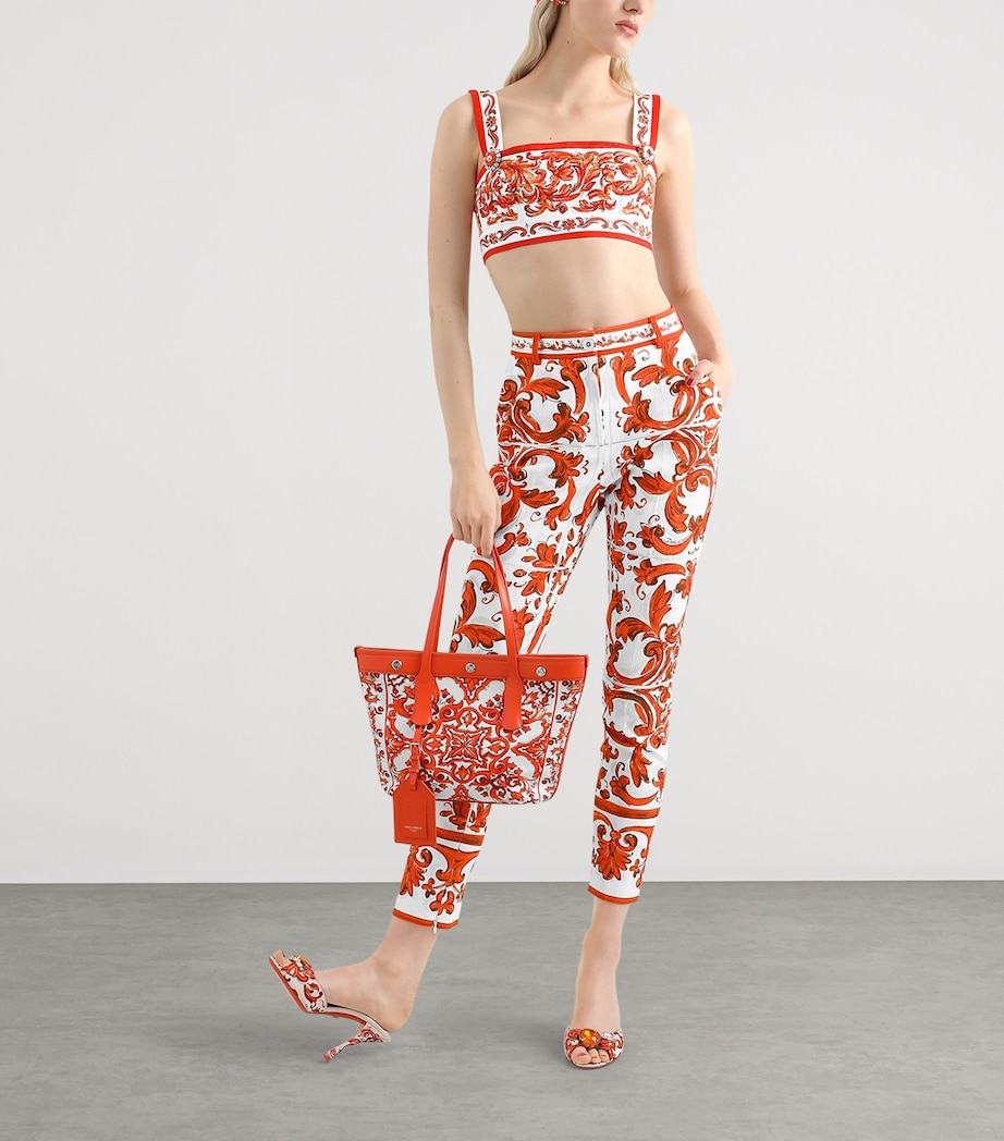 Dolce&Gabbana Womens Majolica Print Crop Top Combined Colou Image 2