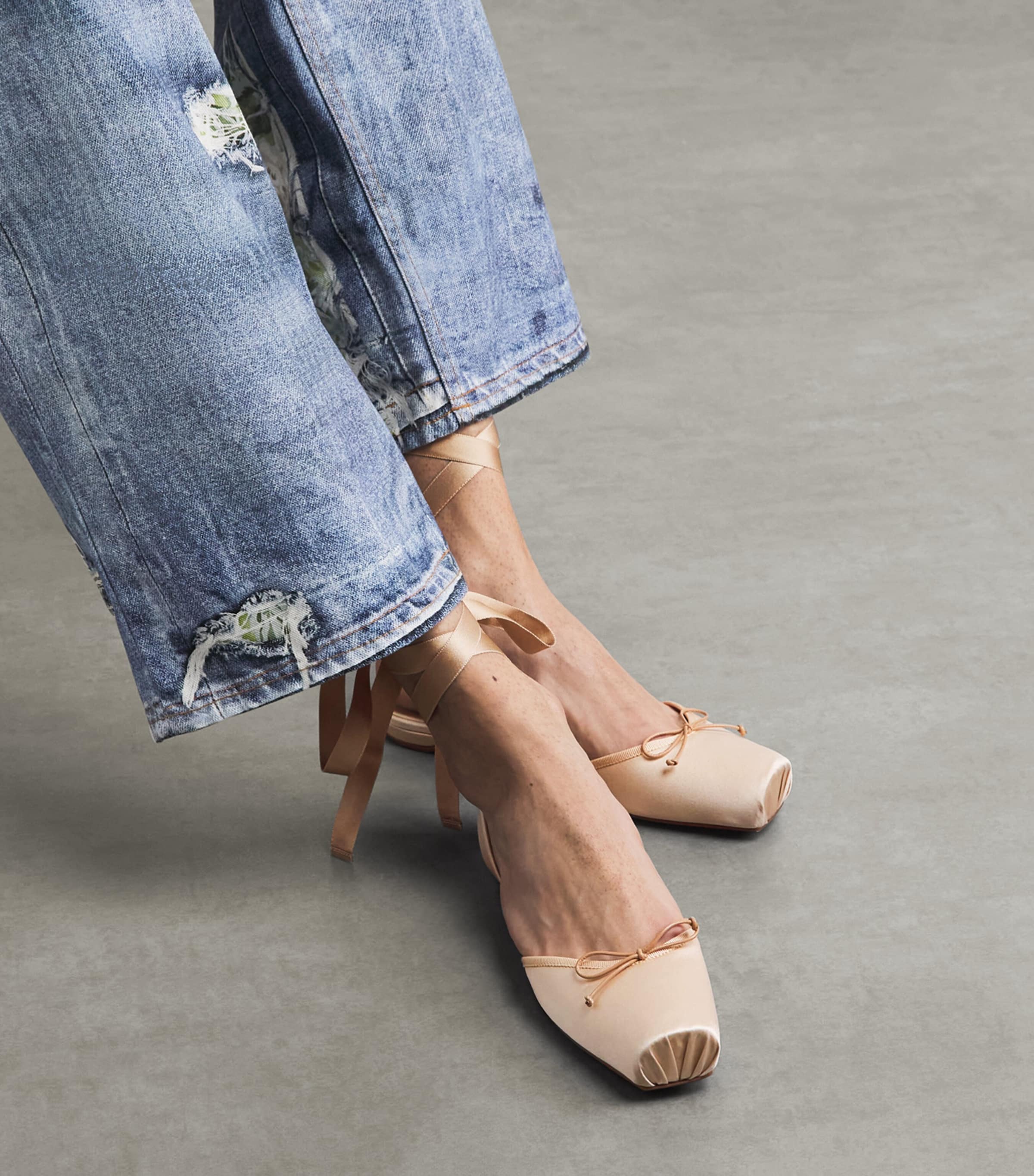 Christian Louboutin Cassia Lace-Up Satin Ballet Flats Image 2