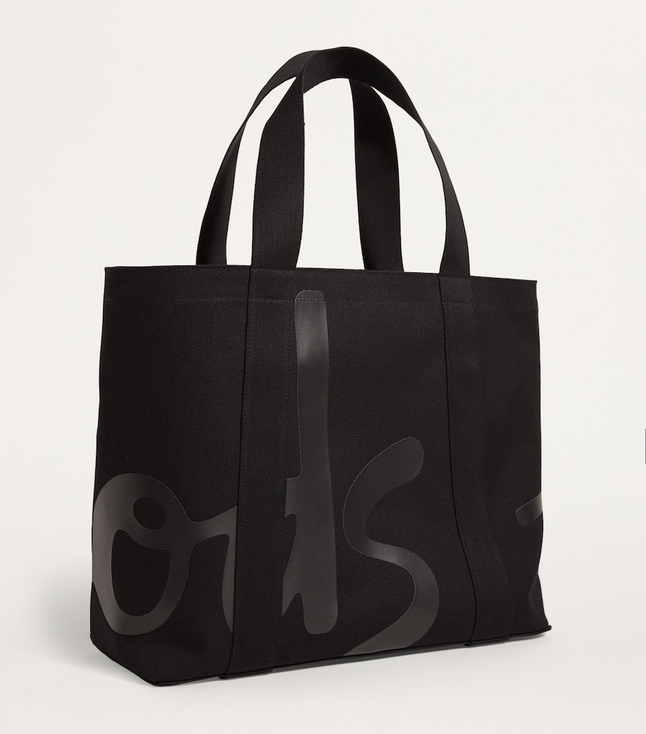 Medium Cotton Logo Tote Bag BLACK Image 3