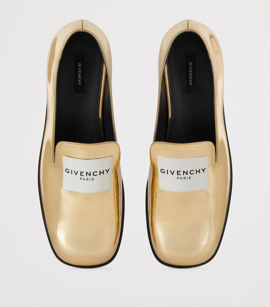 Calf Leather Metallic Tuxedo Label Loafers GOLDEN Image 4
