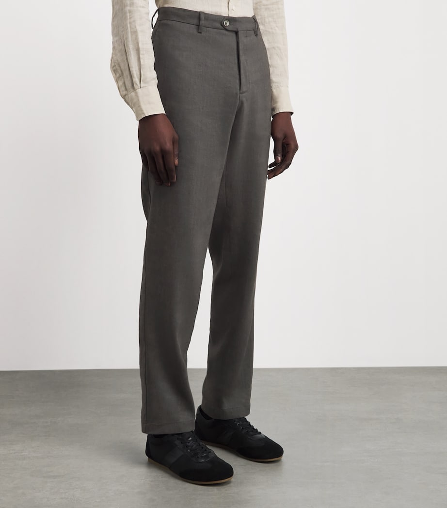 Marco Pescarolo Mens Linen-Wool-Mohair Trousers Olive Image 4