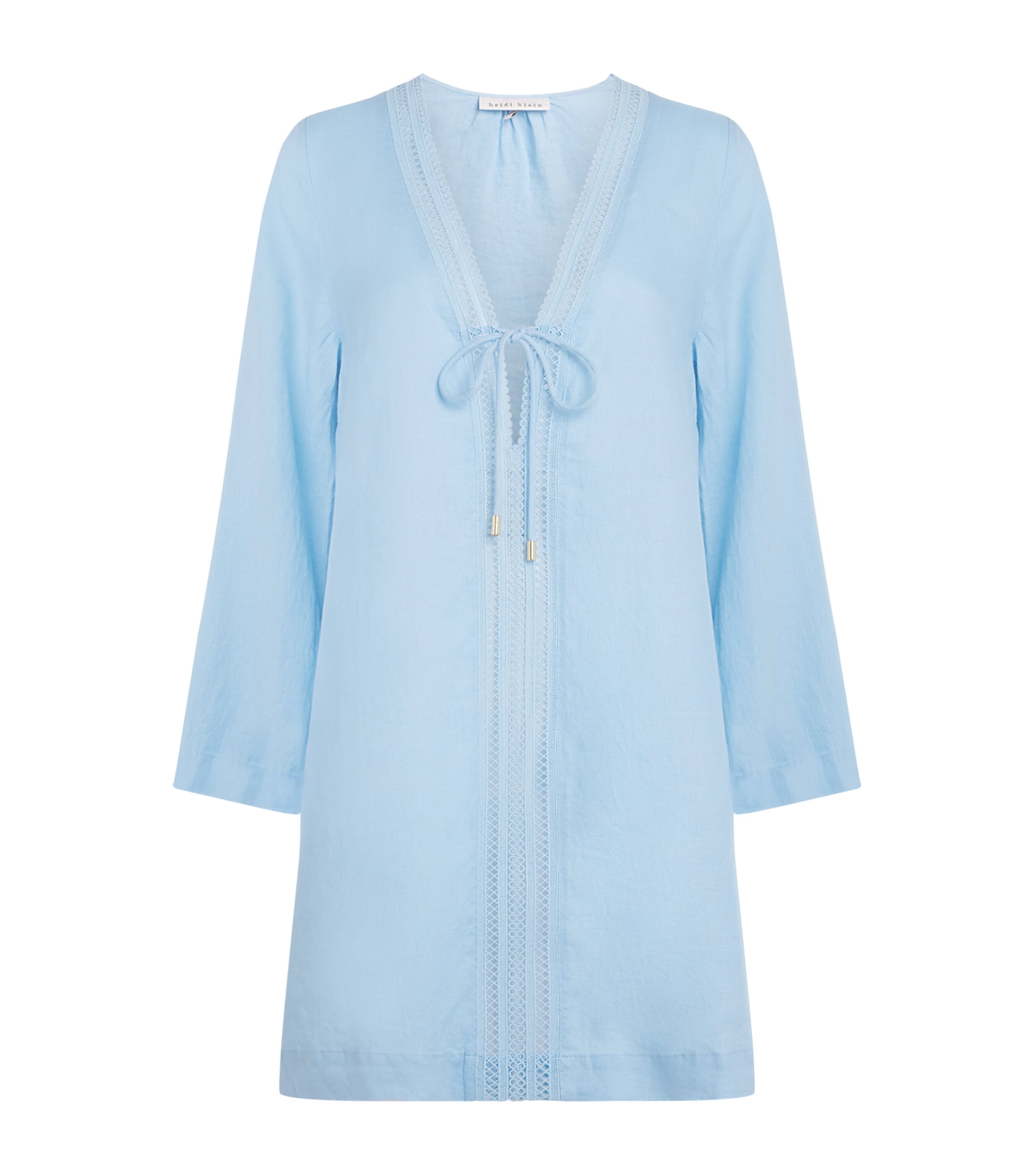 Heidi Klein Womens Linen Ponza Mini Kaftan Blu Blu Image 1