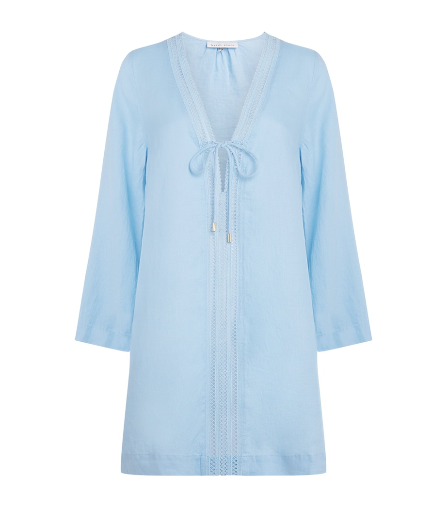 Heidi Klein Womens Linen Ponza Mini Kaftan Blu Blu Image 1