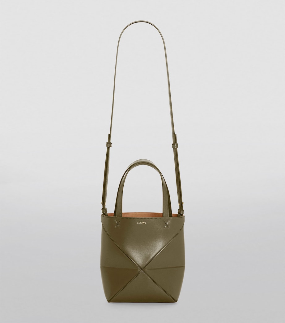 LOEWE Mini Leather Puzzle Fold Tote Bag Dark Khaki Green Image 7