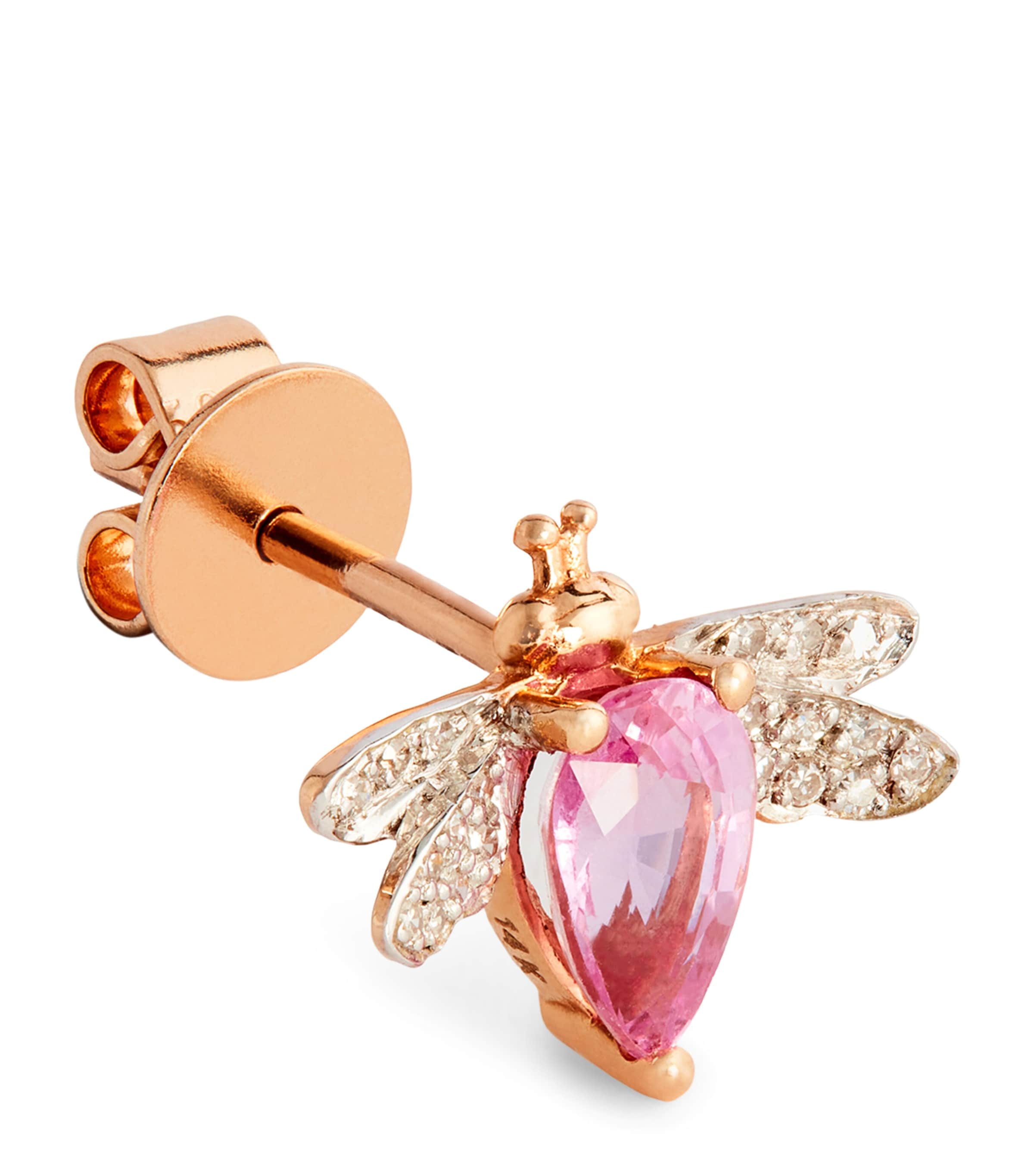 Rose Gold, Diamond and Pink Sapphire Honey Bee Single Earring ROSE GOLD Image 1