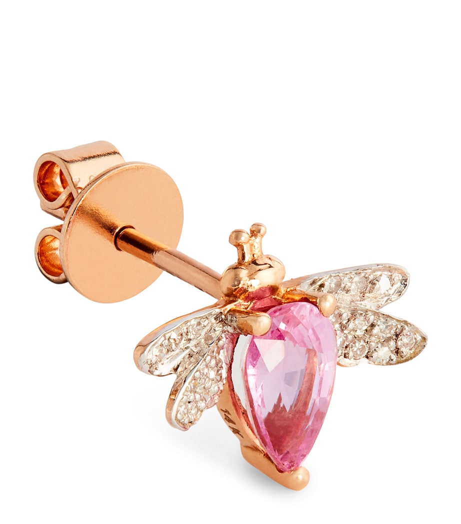 Rose Gold, Diamond and Pink Sapphire Honey Bee Single Earring ROSE GOLD Image 1