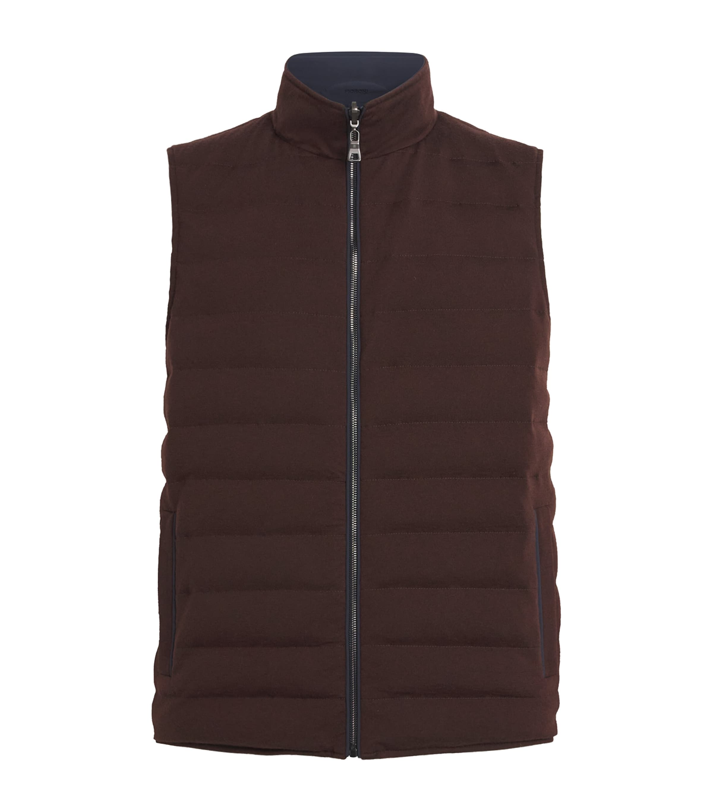 Fioroni Cashmere Cashmere-down Reversible Gilet In Blue