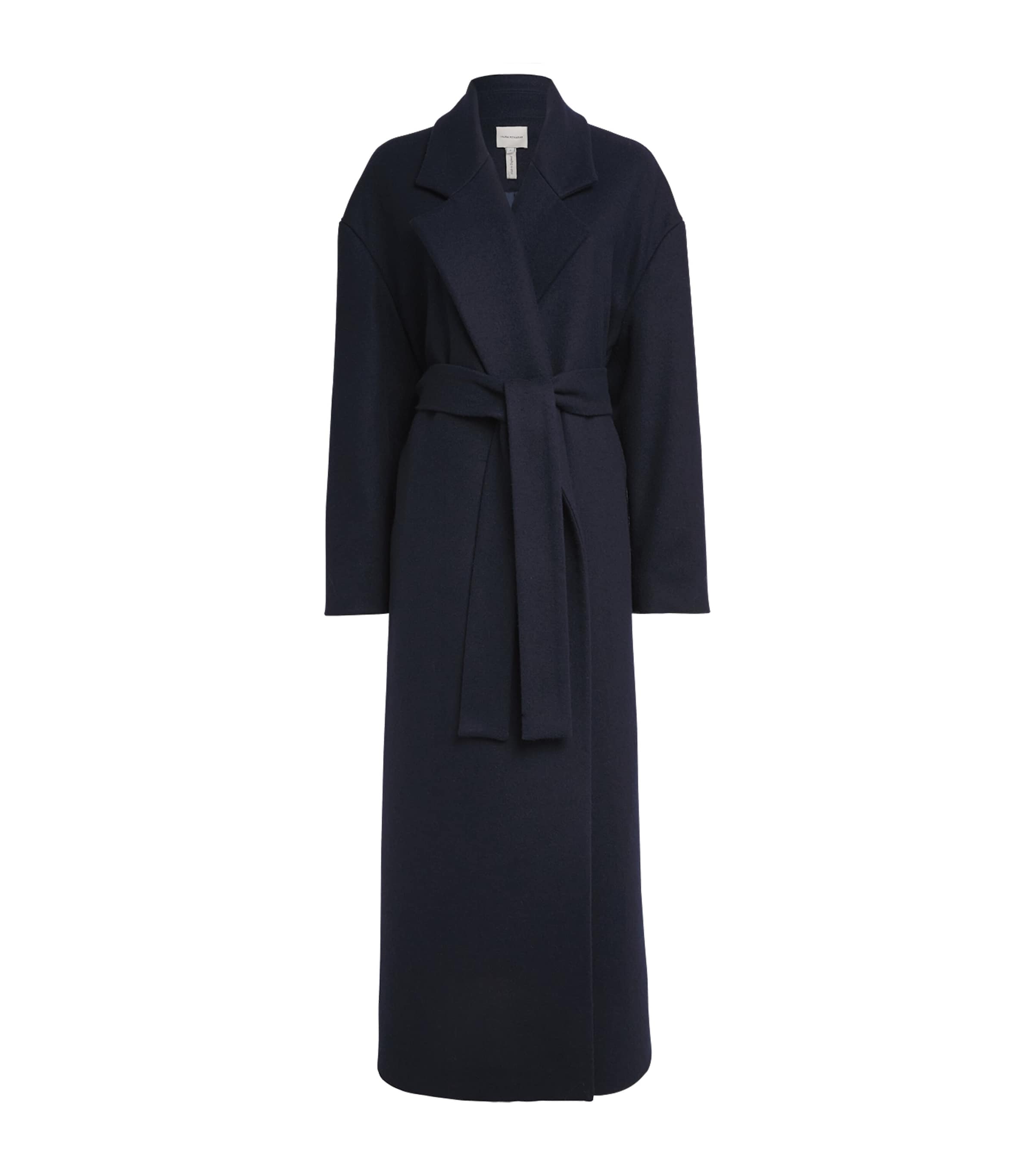 Laura Pitharas Navy Wool Grandad Wrap Coat | Harrods SG
