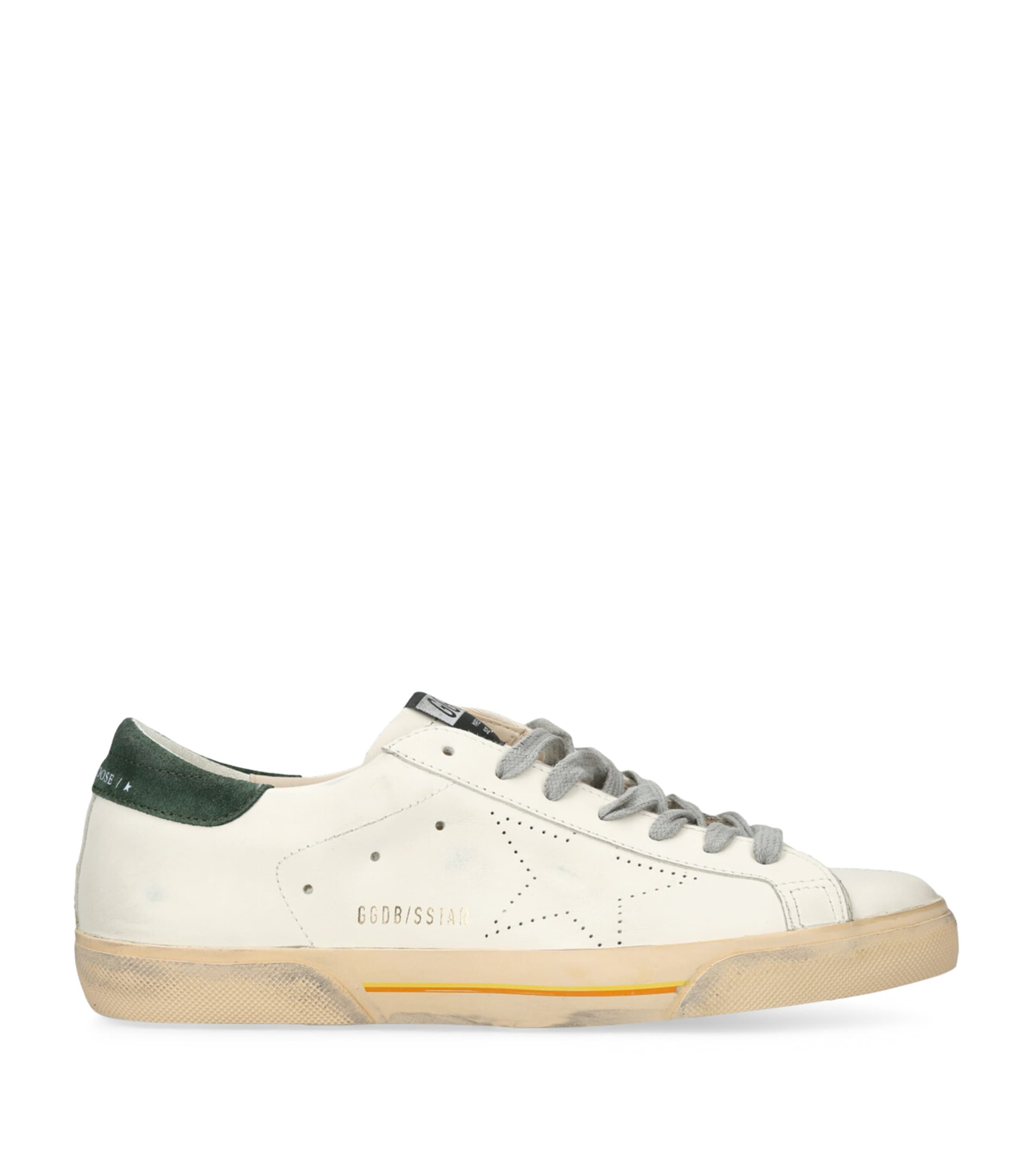 Golden Goose Super Star Leather Upper Toe And Tongue Suede Heel Sneakers Grey In White