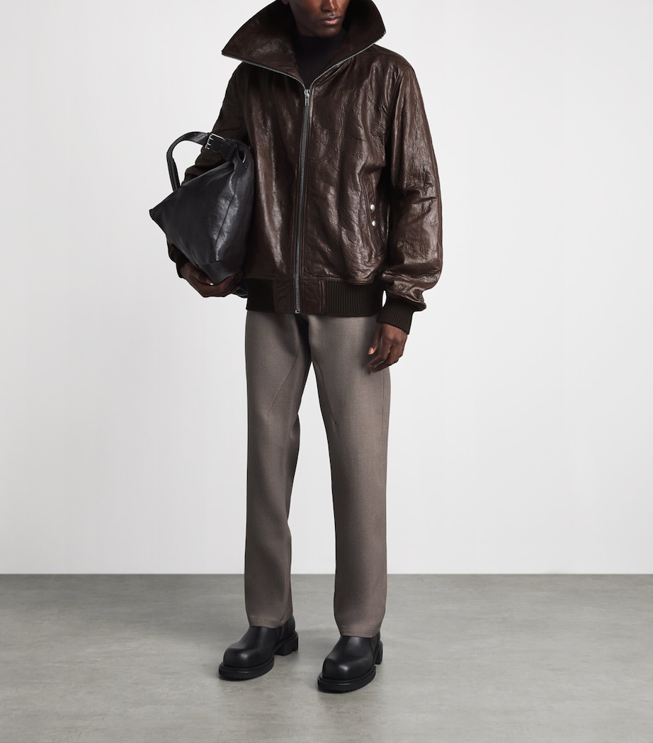 Rick Owens Mens Dracuflight Leather Jacket Grease Image 2