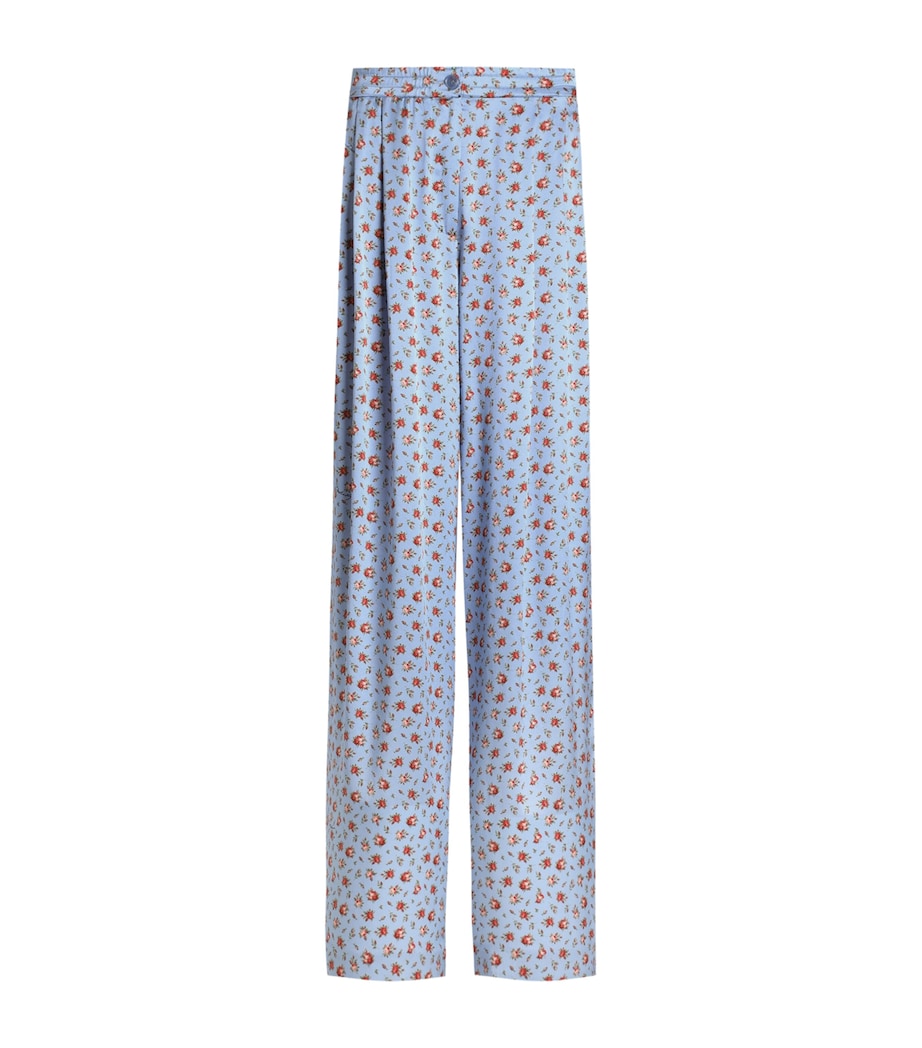Dolce&Gabbana Womens Silk Floral Wide-Leg Trousers Rose Image 1