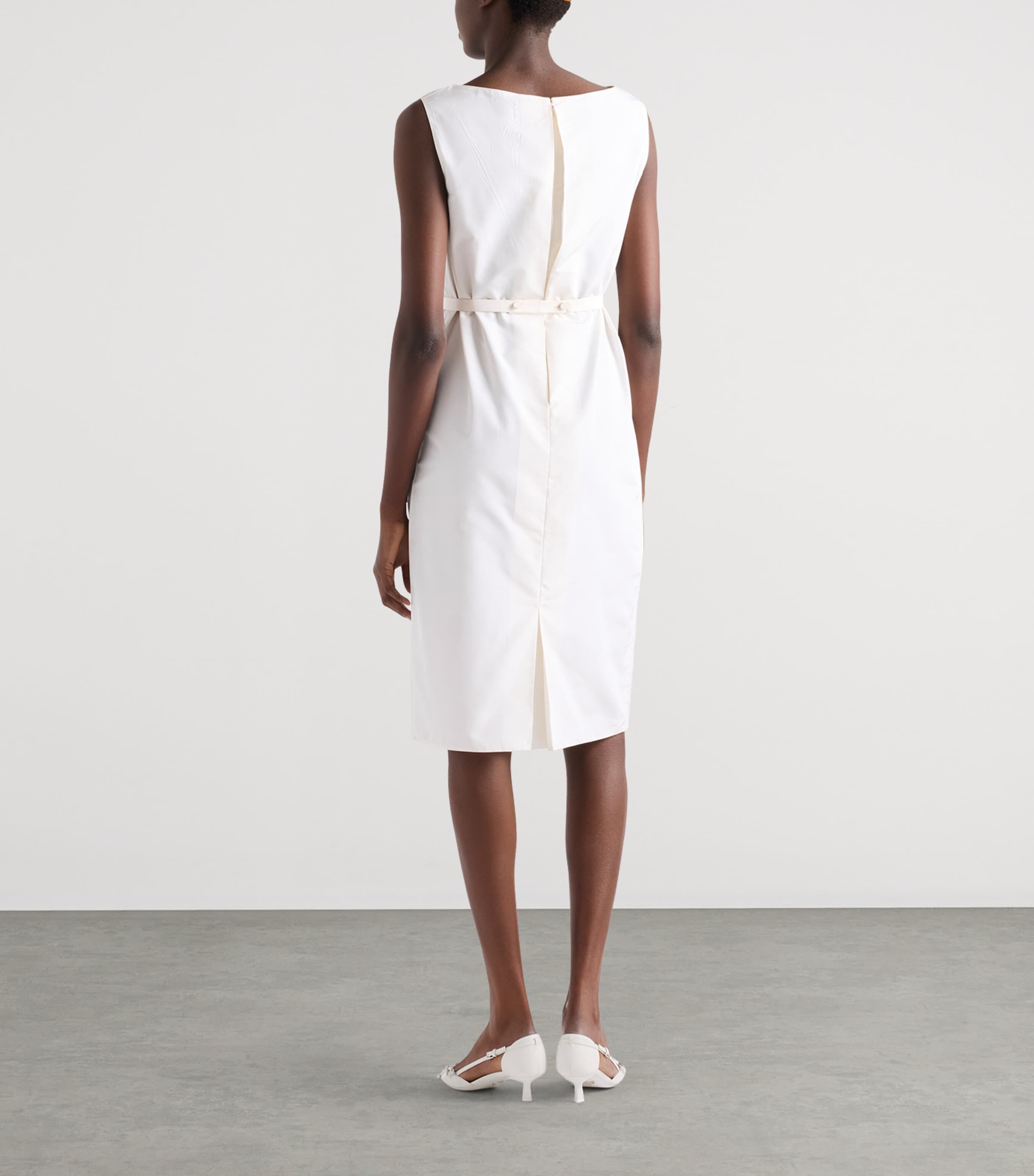 Prada Womens Silk Faille Midi Dress White Image 5