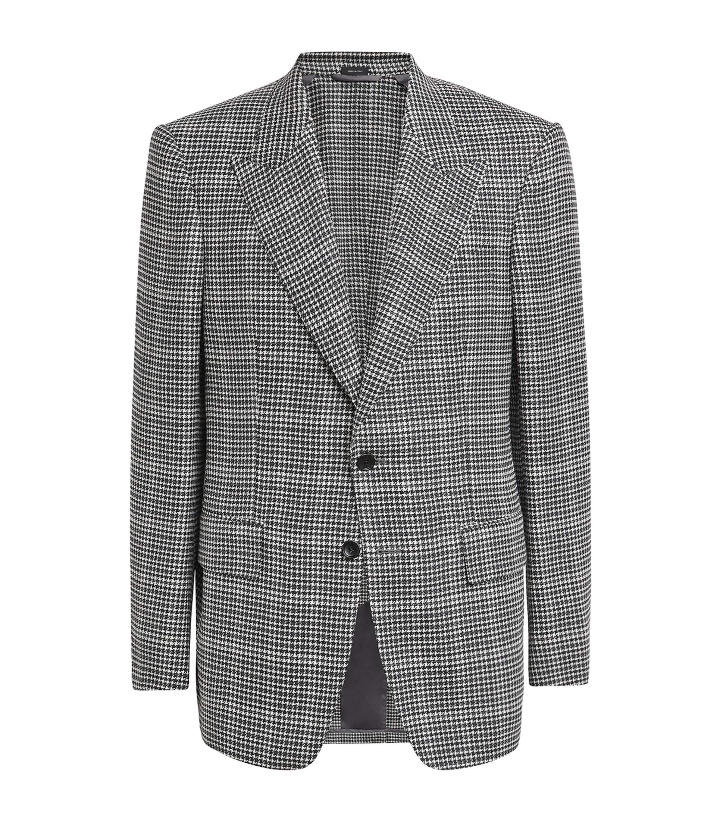 TOM FORD Mens Wool-Blend Houndstooth Shelton Blazer Nwa Image 1