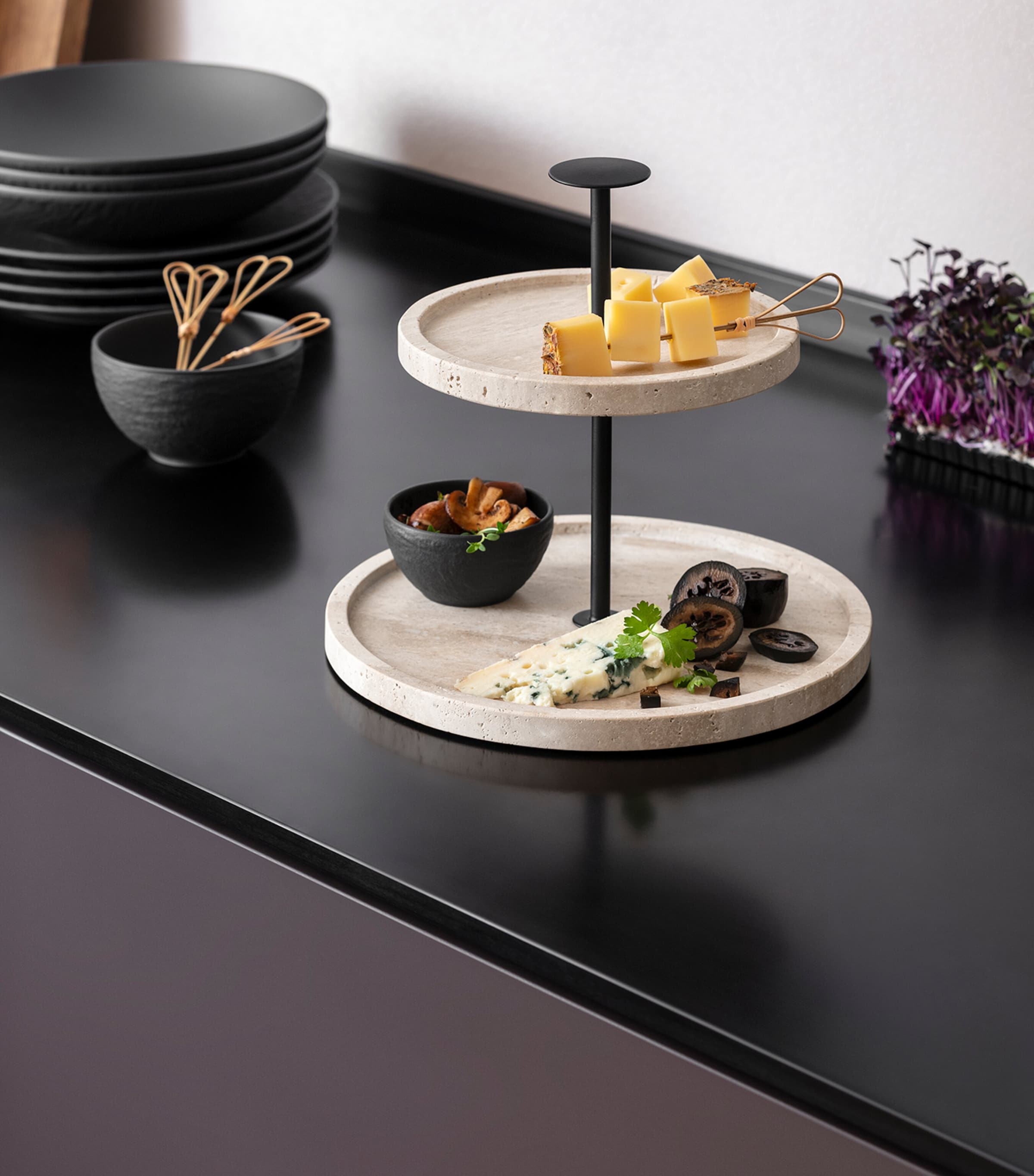 Manufacture Travertine Cake Stand BEIGE Image 2