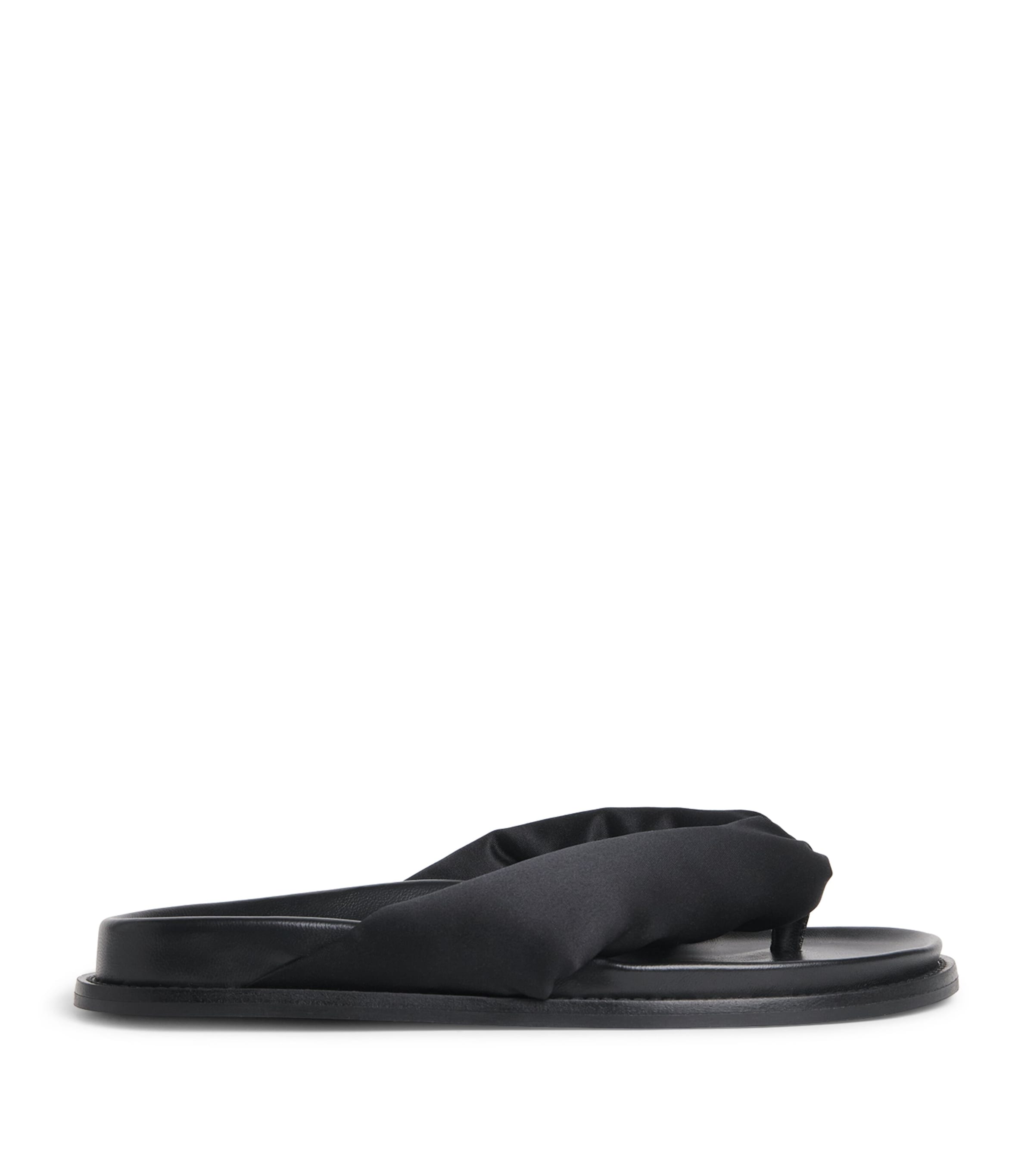 CAMILLA AND MARC Leather-Satin Nina Flip Flops Dblk Black Image 1