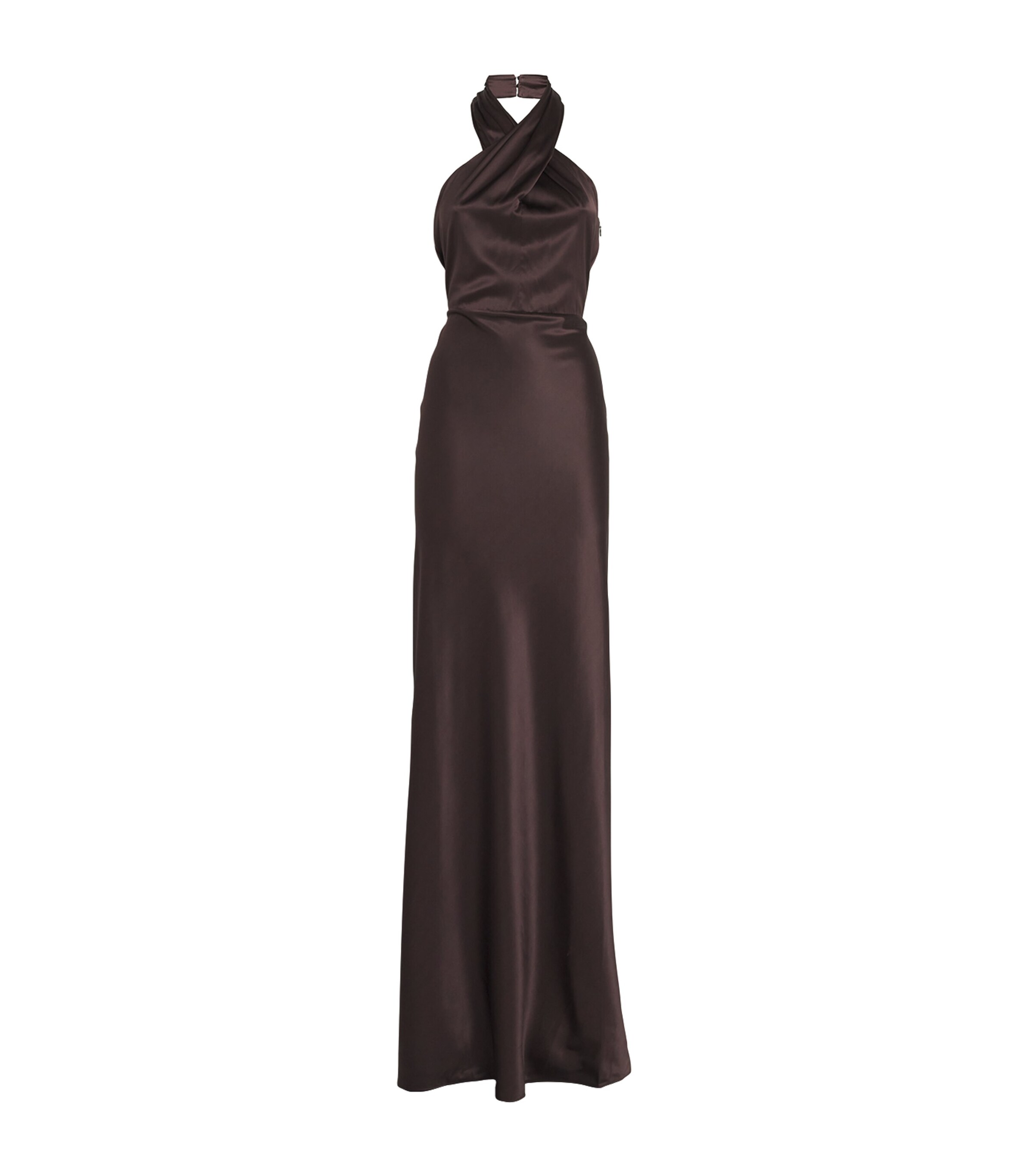 Veronica Beard Alberta Silk-blend Satin Maxi Dress In Brown