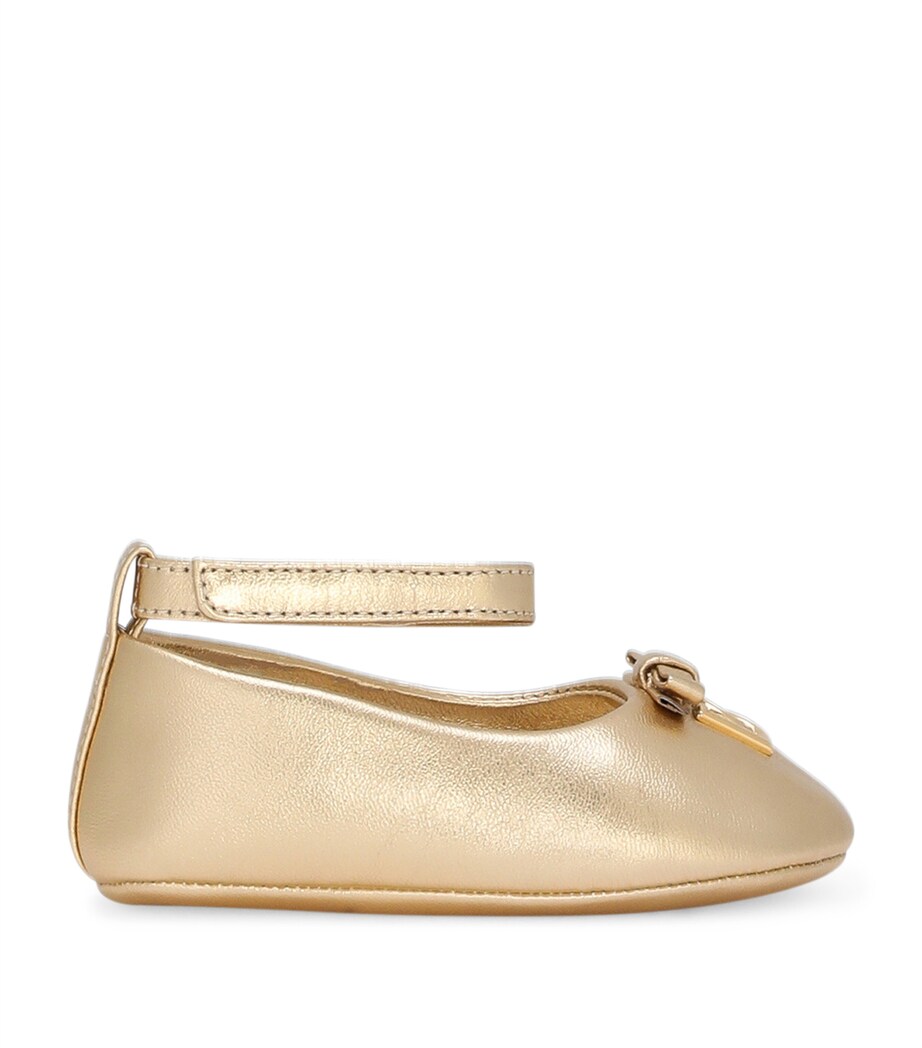 Dolce&Gabbana Kids Metallic Leather Ballet Flats Gold Image 1