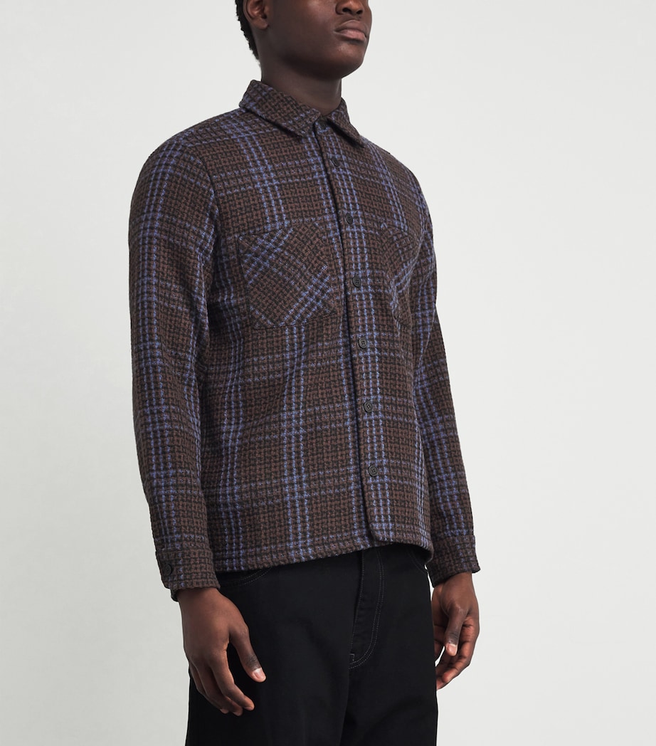 Cotton-Blend Skate Check Whiting Overshirt BROWN / BLUE Image 3