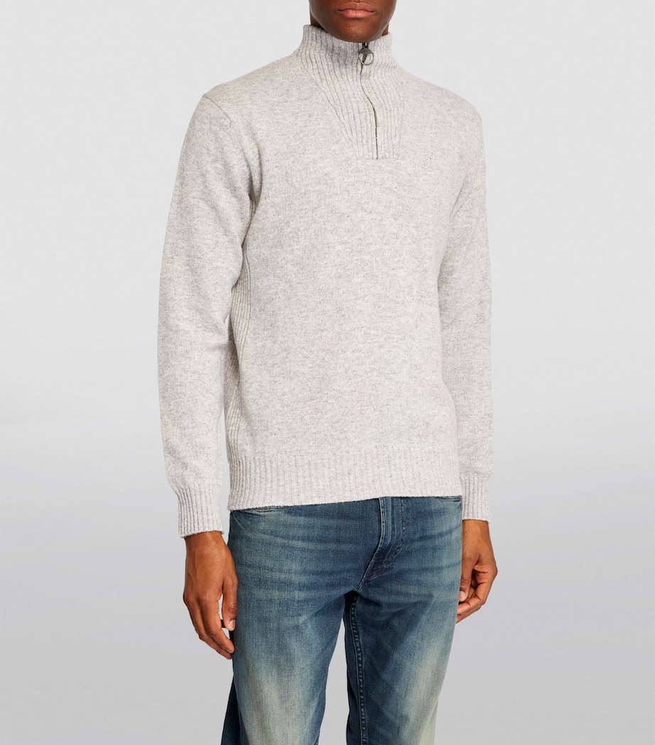 Wool Half-Zip Sweater LT GREY MARL Image 3