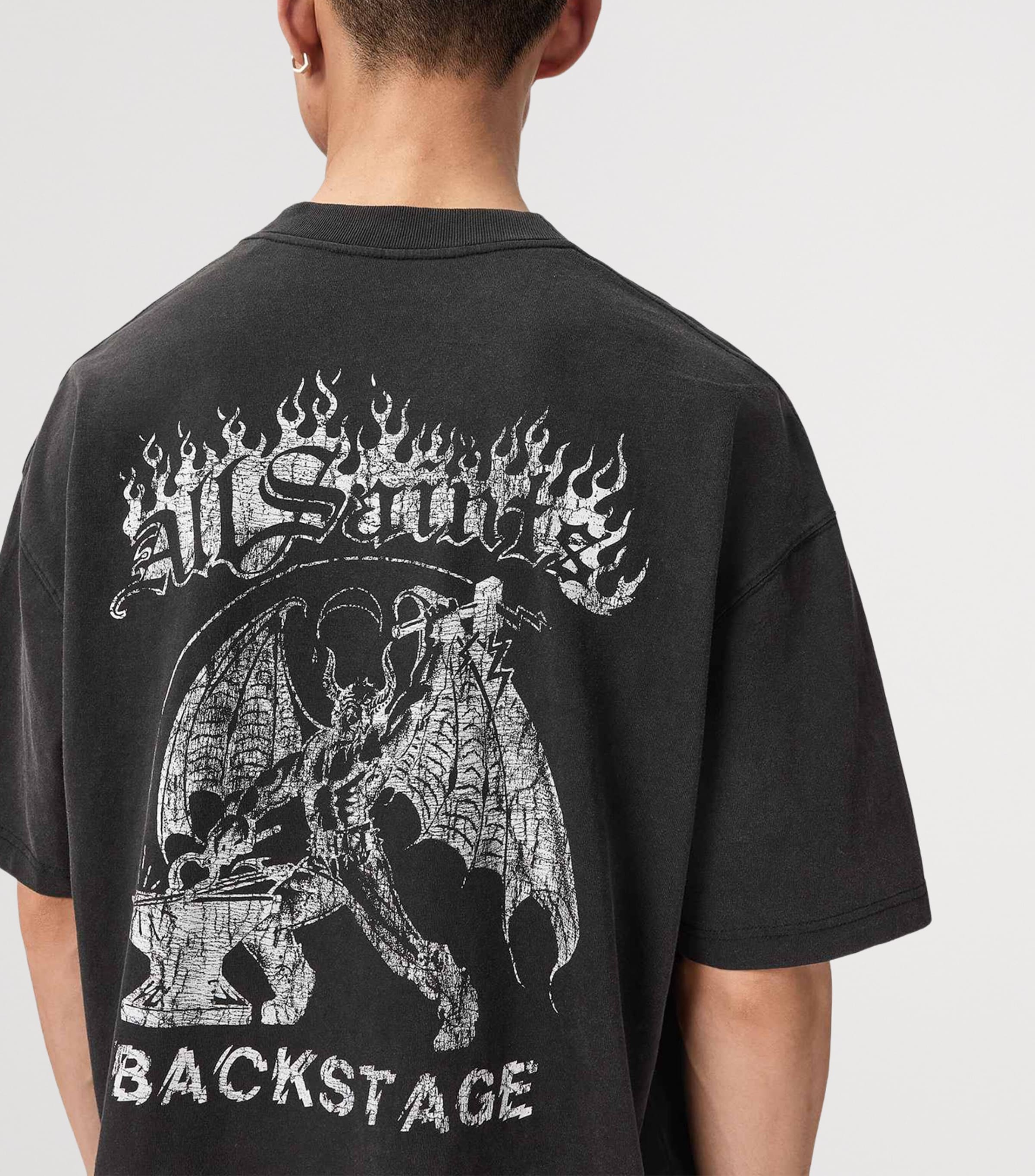 AllSaints Mens Organic Cotton Repeat T-Shirt Washed Black Image 6