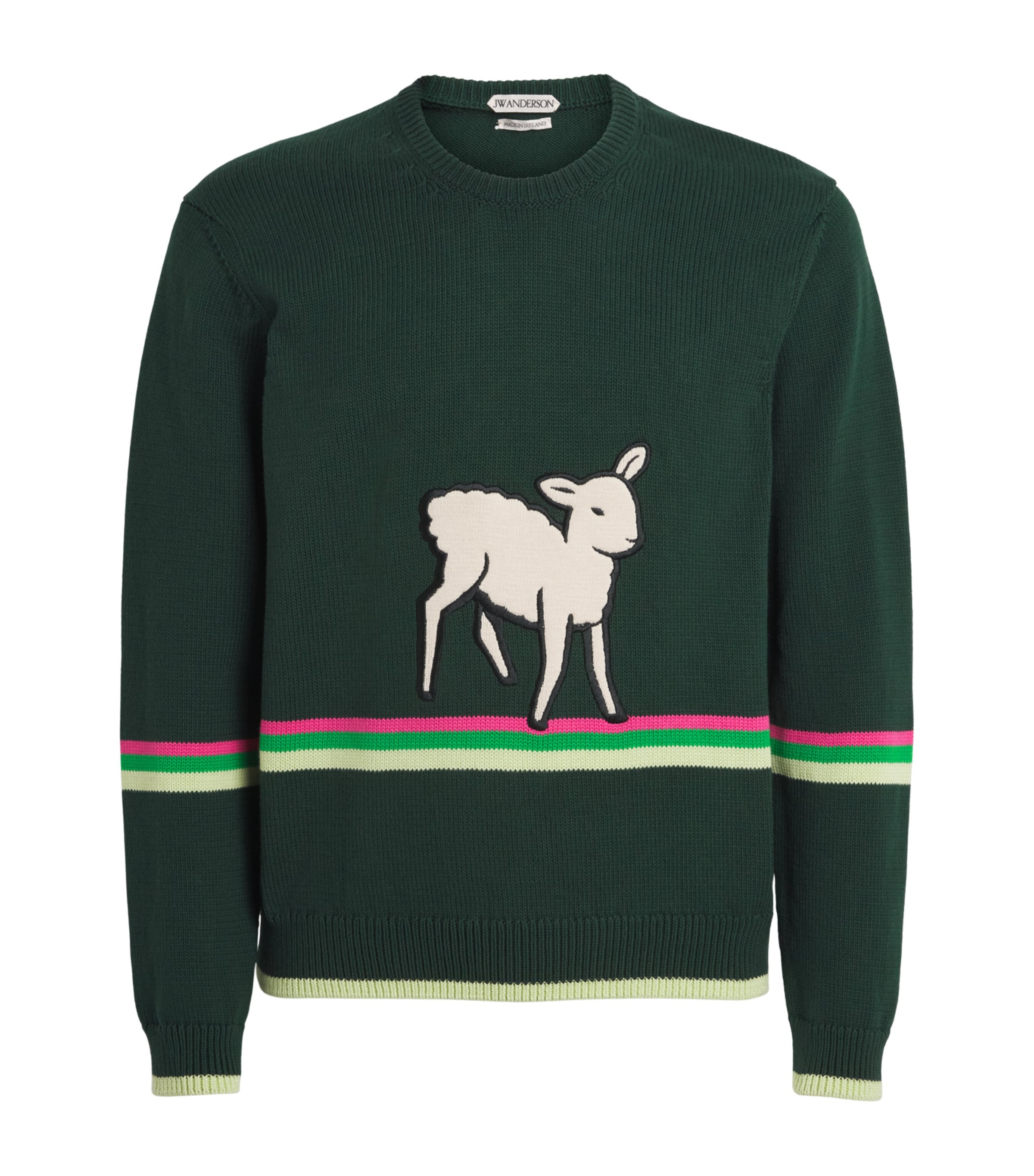 JW Anderson Mens Cotton Sheep Sweater Dark Fir Image 1