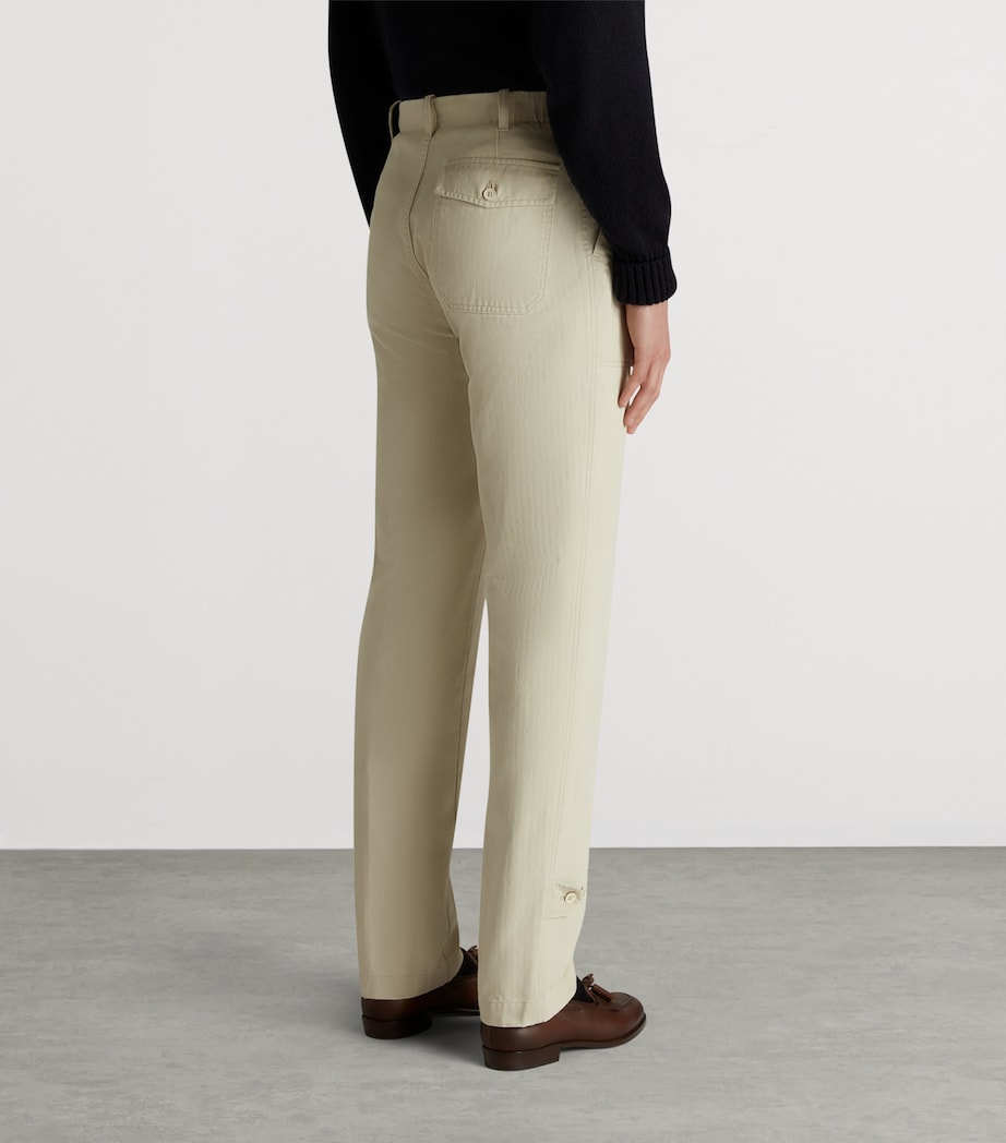 Cotton Micro-Herringbone Single-Pleat Tapered Chinos 270STONE Image 5
