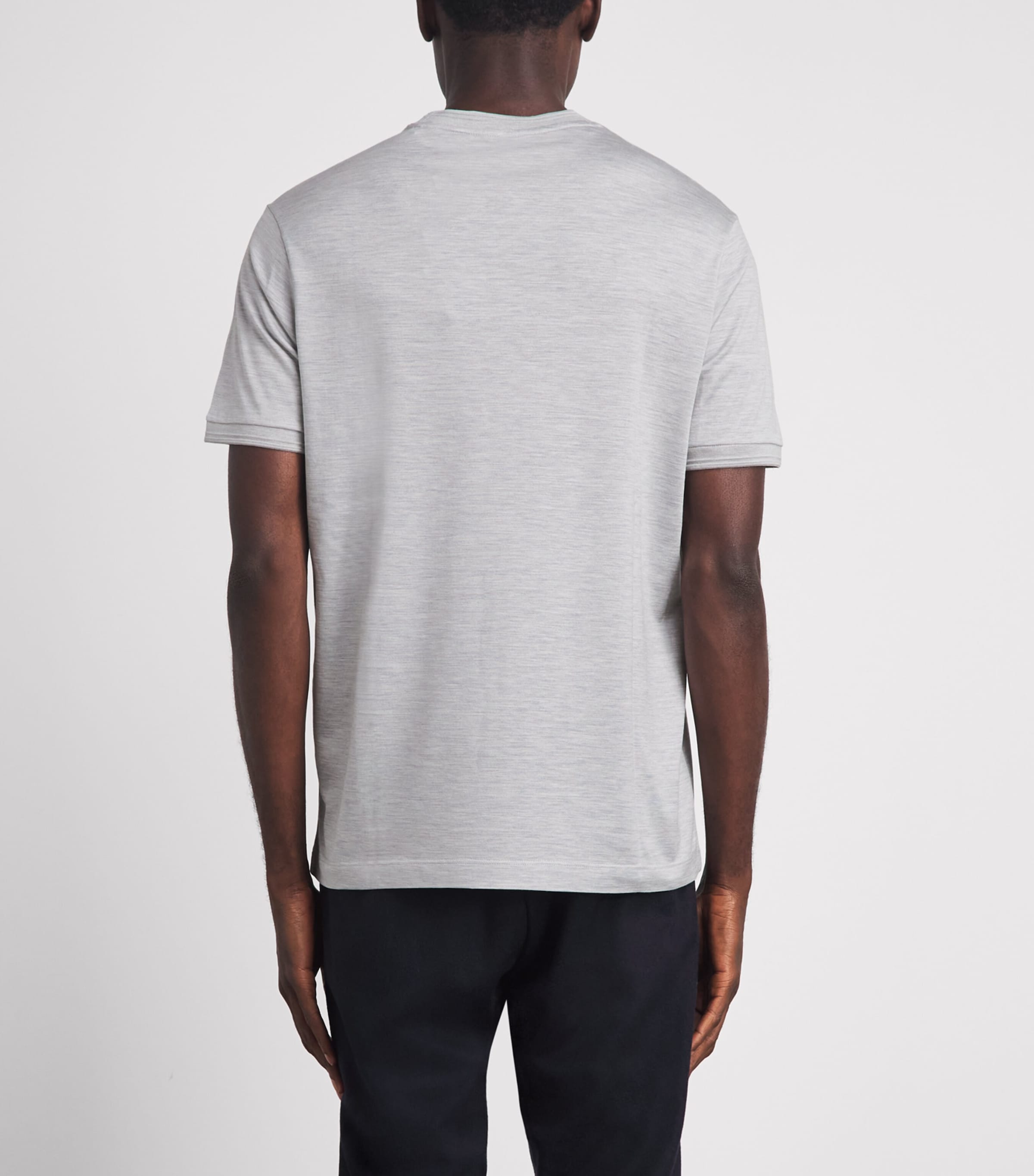 Paul & Shark Mens Cotton-Silk Stripe T-Shirt Light Grey Image 5