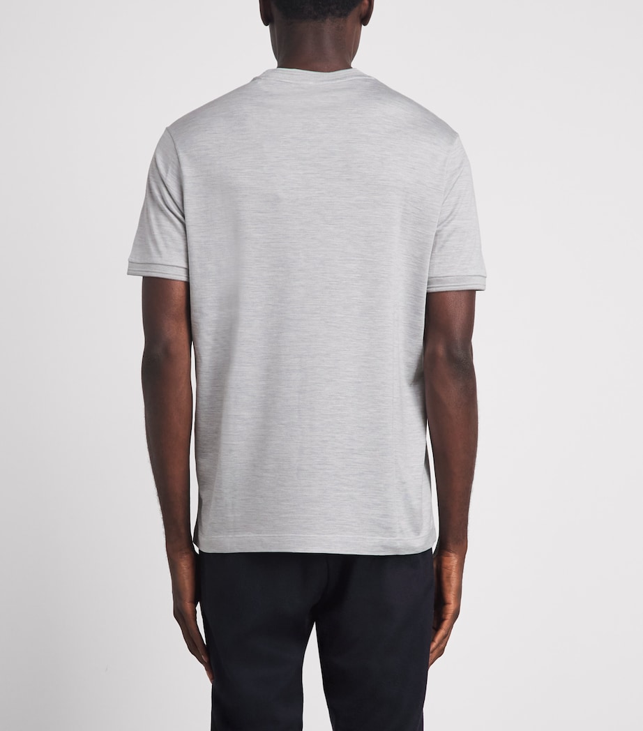 Paul & Shark Mens Cotton-Silk Stripe T-Shirt Light Grey Image 5