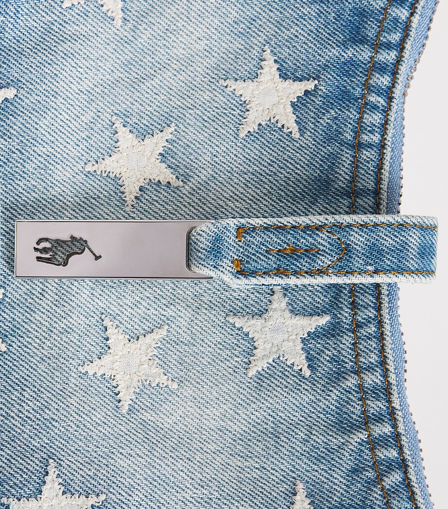 Polo Ralph Lauren Mini Denim Embroidered ID Shoulder Bag Helena Wash Image 4