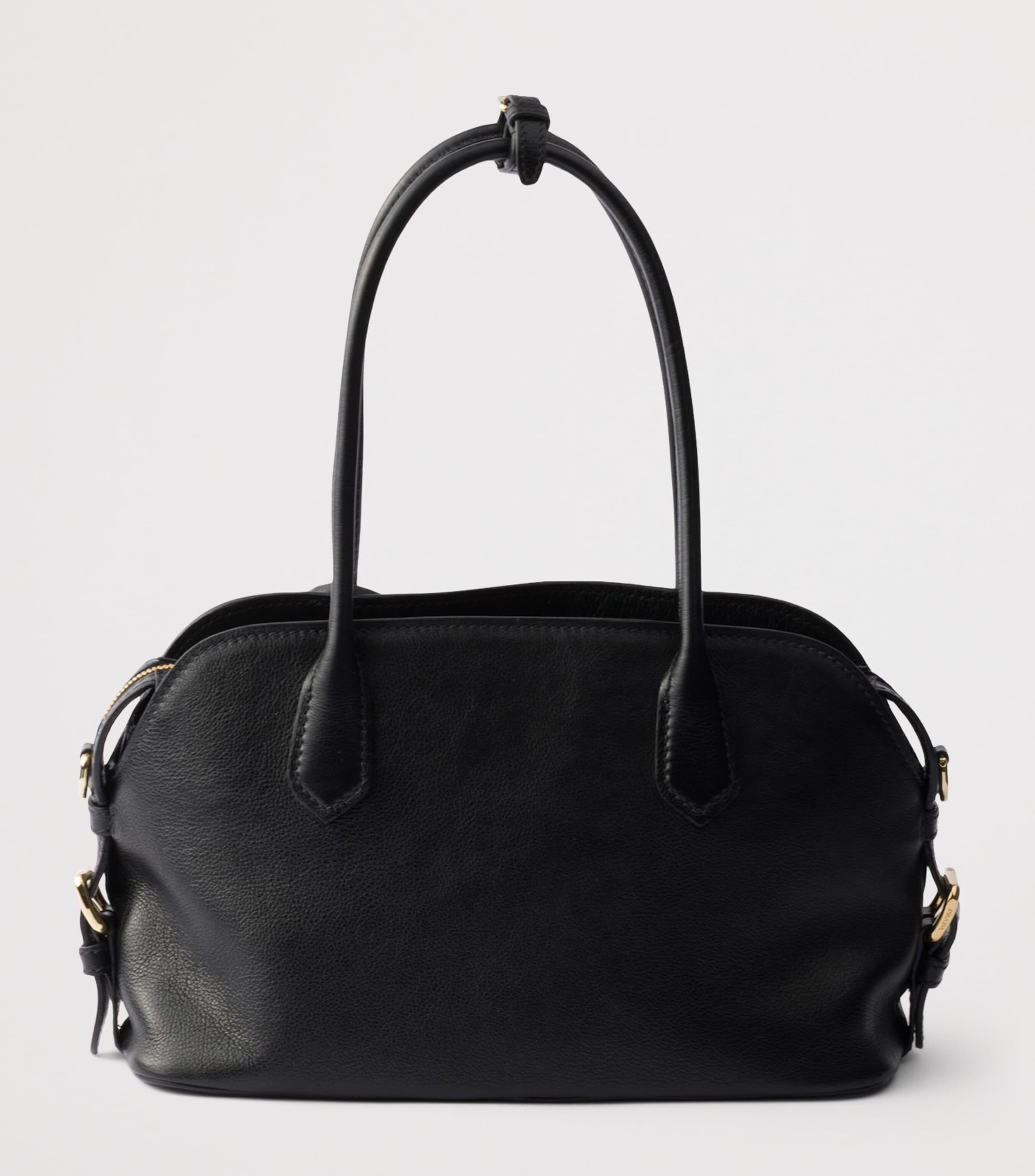 Prada Medium Leather Tote Bag Black Image 4