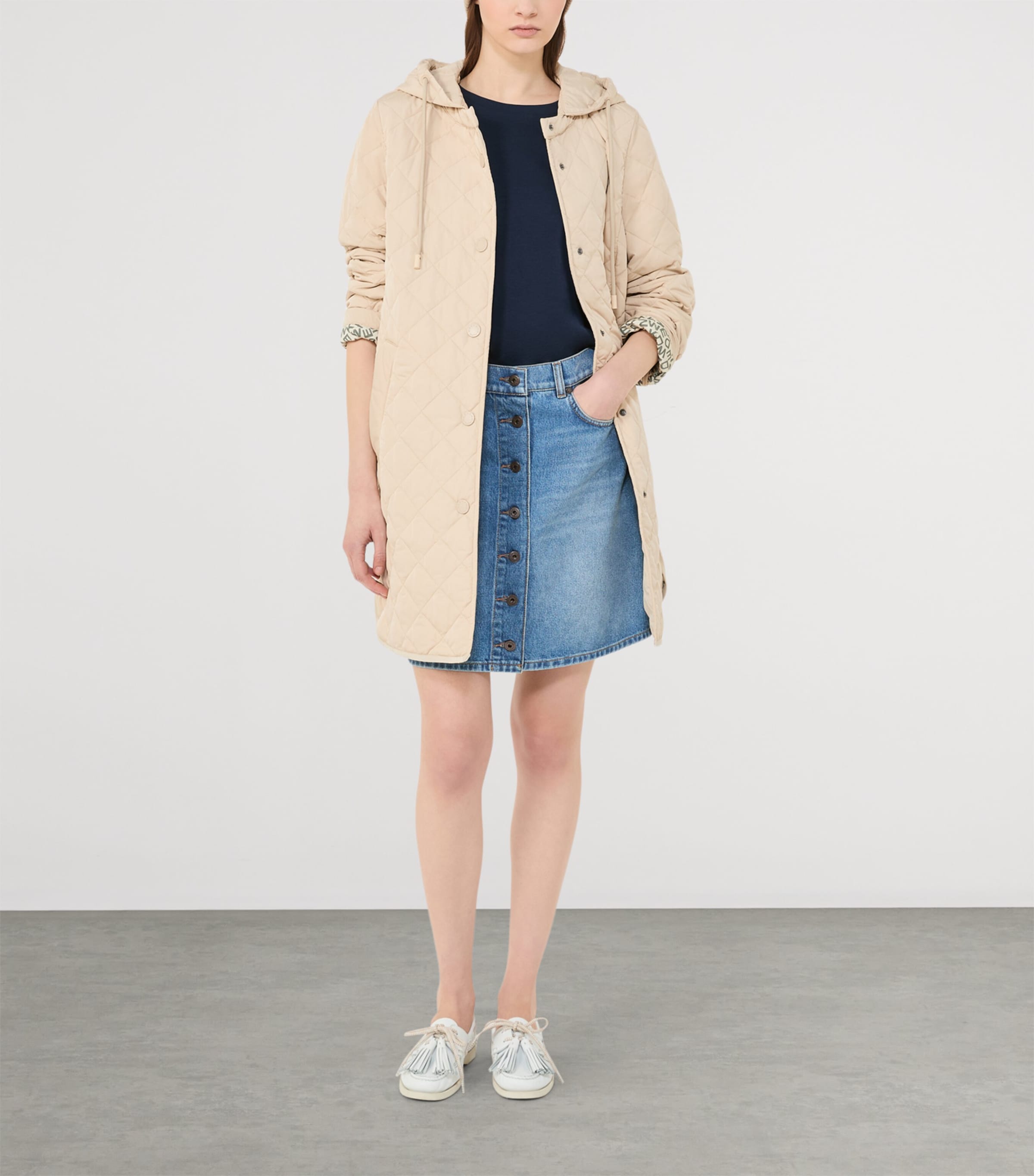 Weekend Max Mara Womens Water-Repellent Quilted Parka Coat Sand Image 4