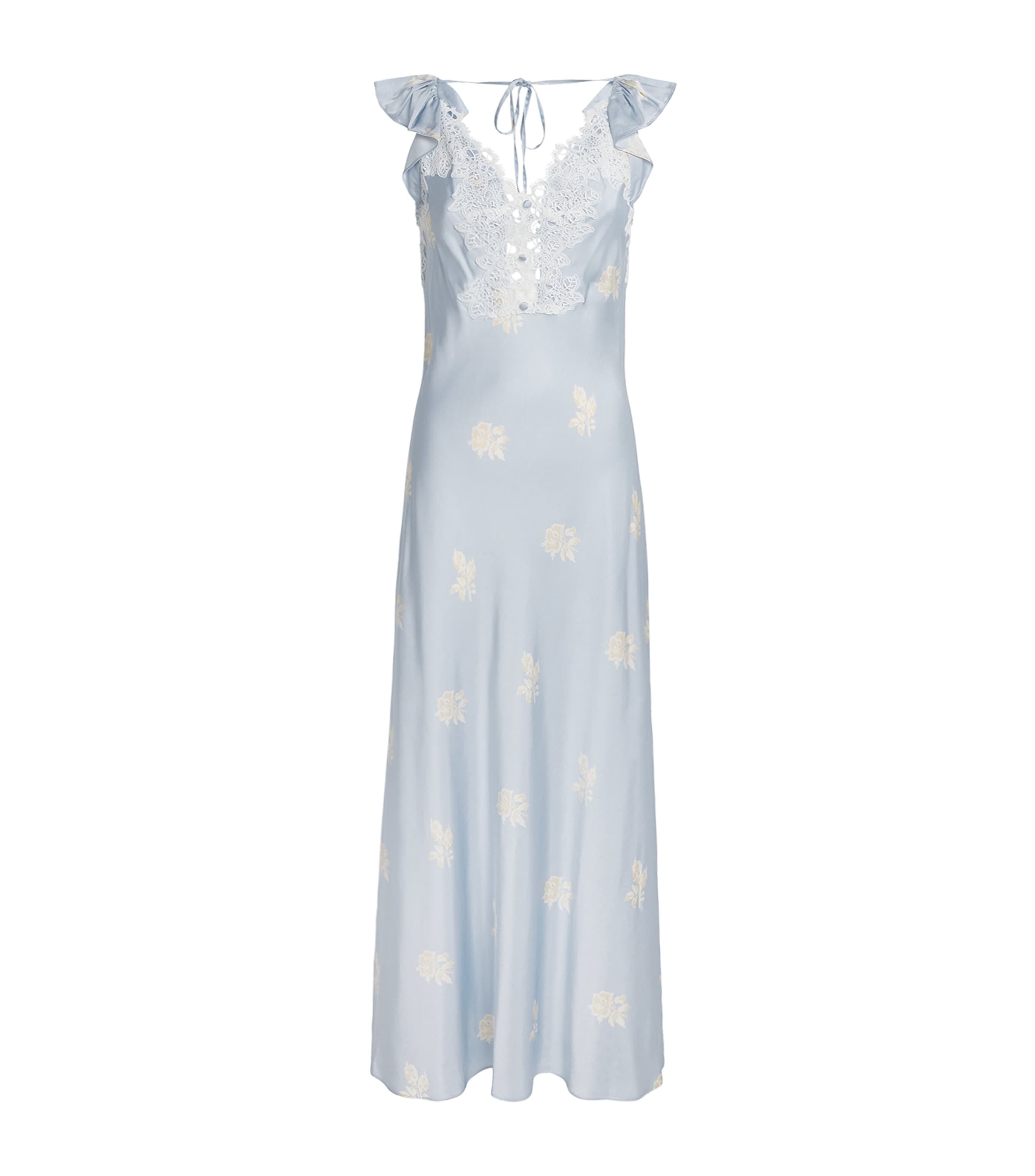 Claudie Pierlot Womens Satin Floral Print Maxi Dress Light Print Image 1