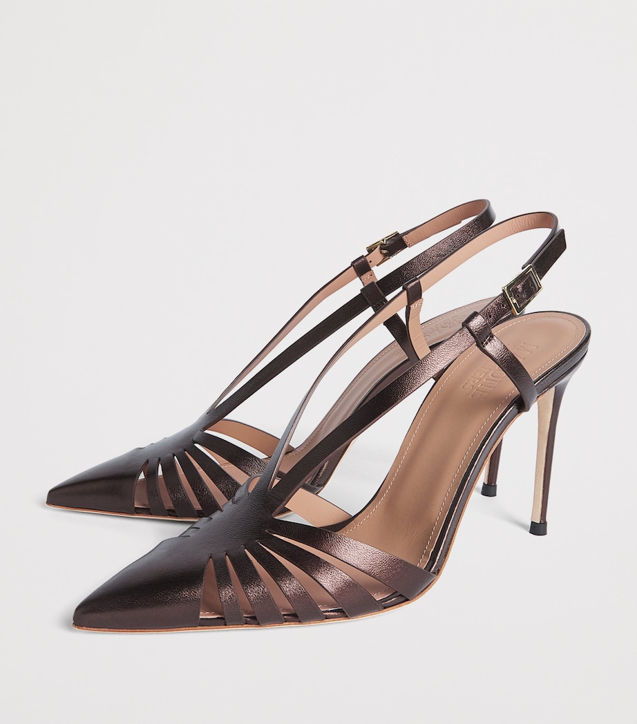 Malone Souliers Metallic Leather Janette Slingback Pumps 90 Tobacco Image 3