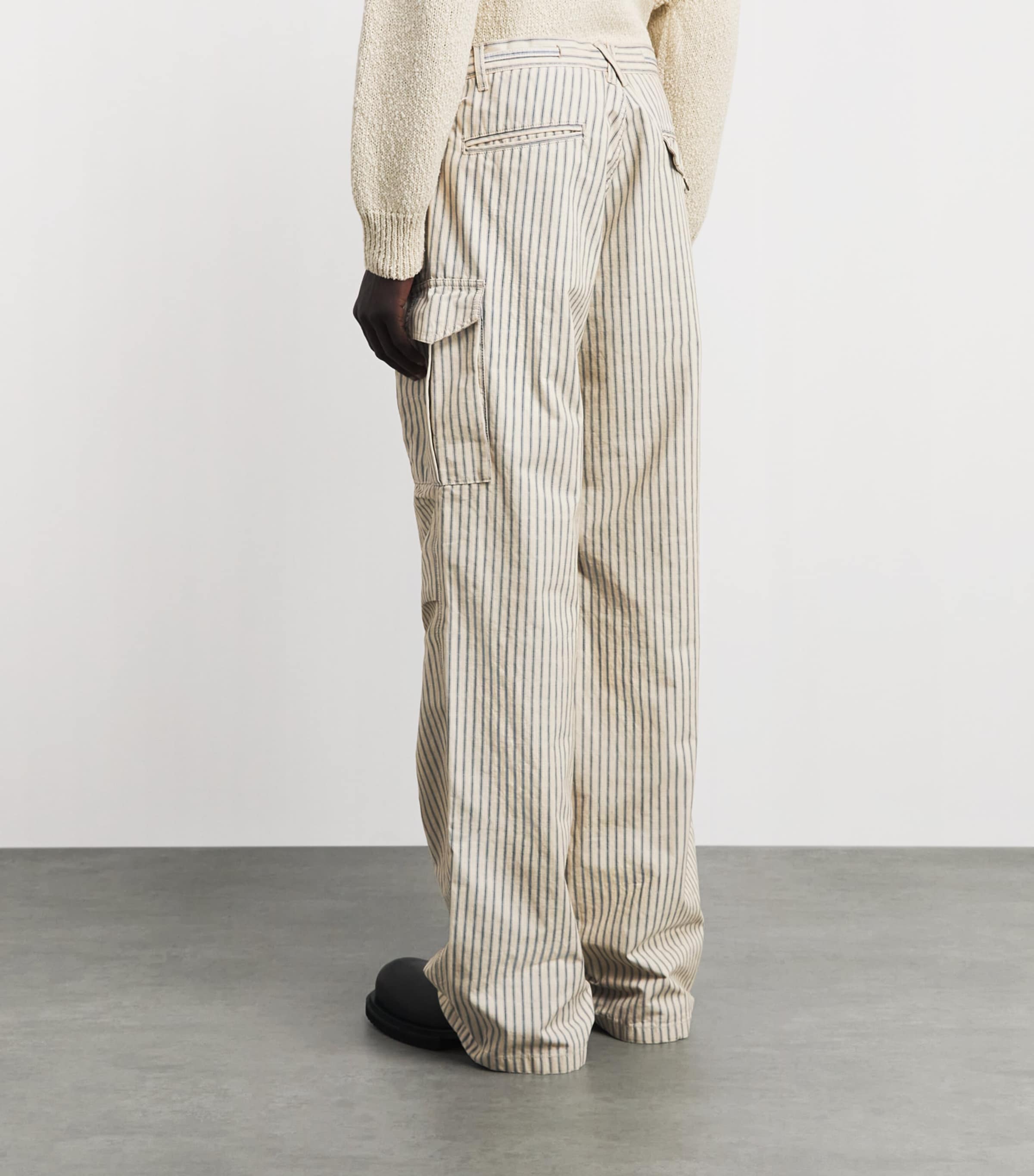 424 Mens Cotton Cargo Pants White/blu Image 5