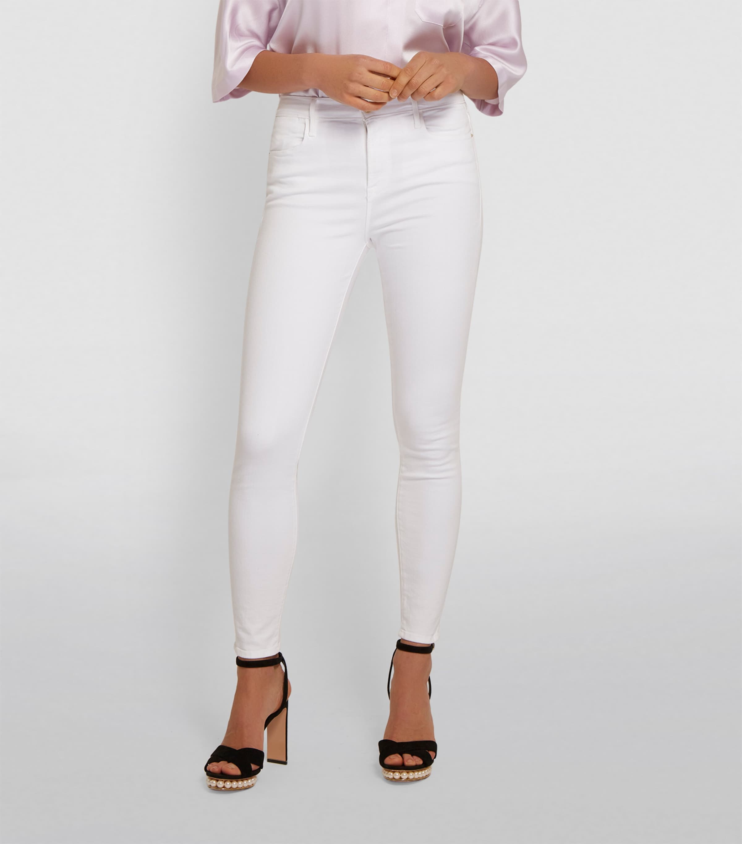 【関税込み】FRAME ホワイト Le High Skinny ジーンズ FRAME Le High Skinny Ankle Jeans | Neiman Marcus