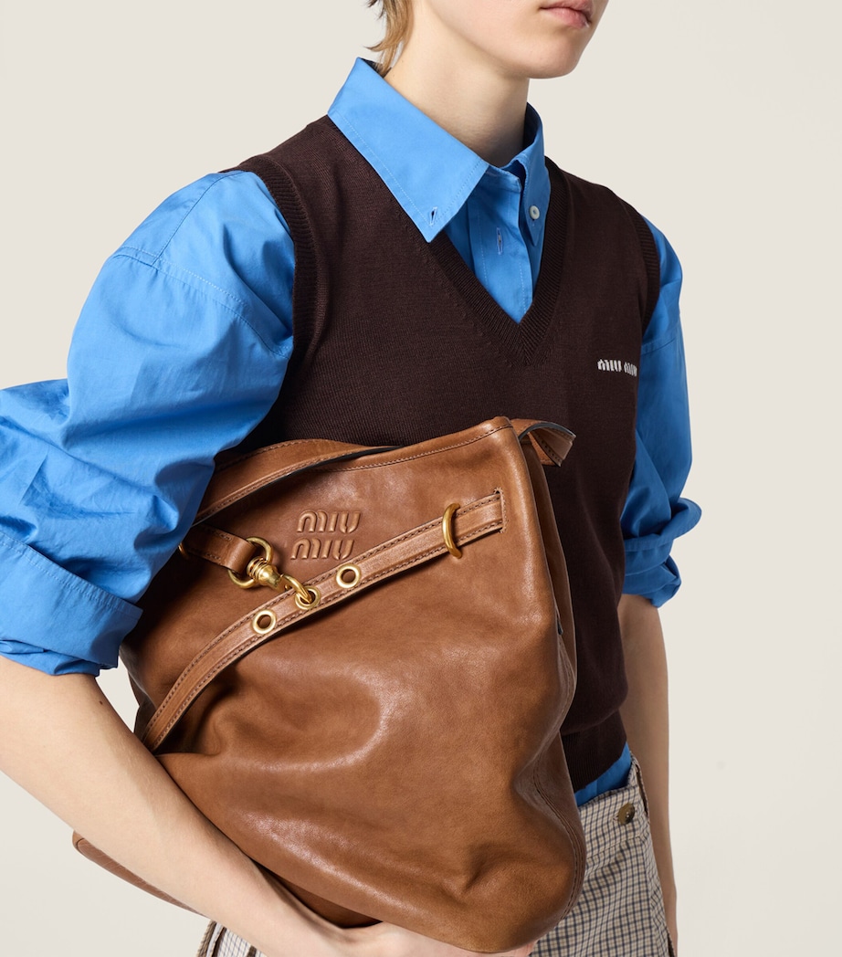 Miu Miu Womens Nappa Leather Aventure Bucket Bag Image 2