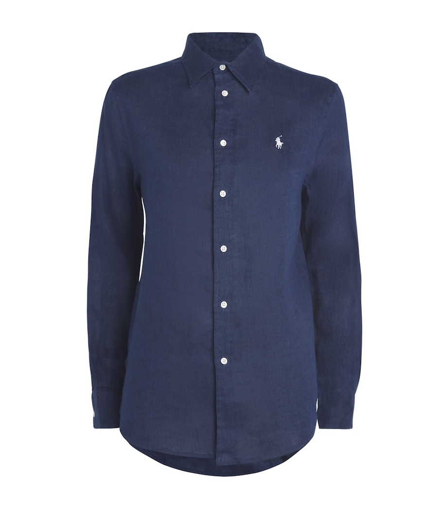 Polo Ralph Lauren Womens Linen Classic Shirt Navy Image 1