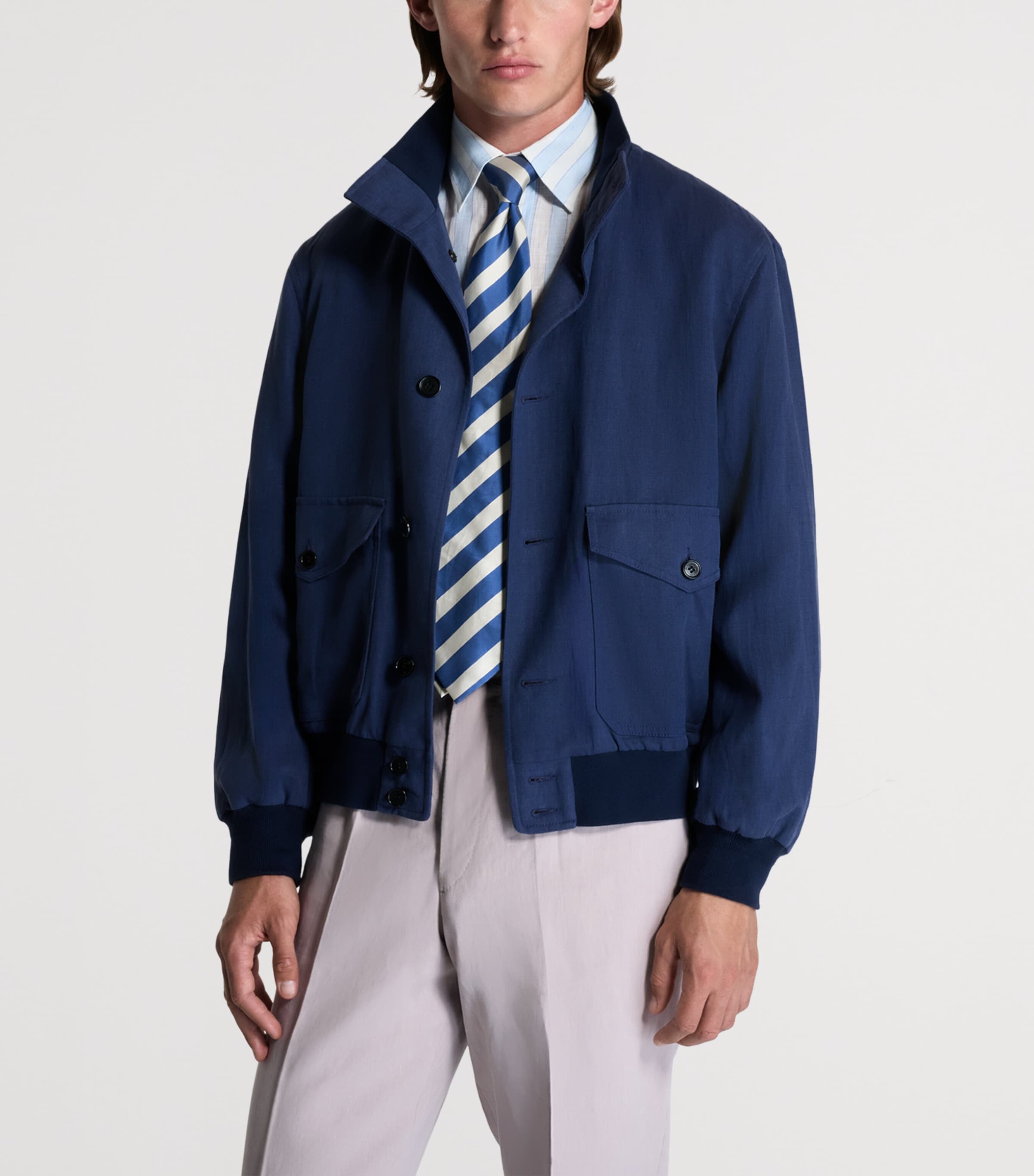 Dunhill Mens Cotton-Blend Bomber Jacket Purple Image 4