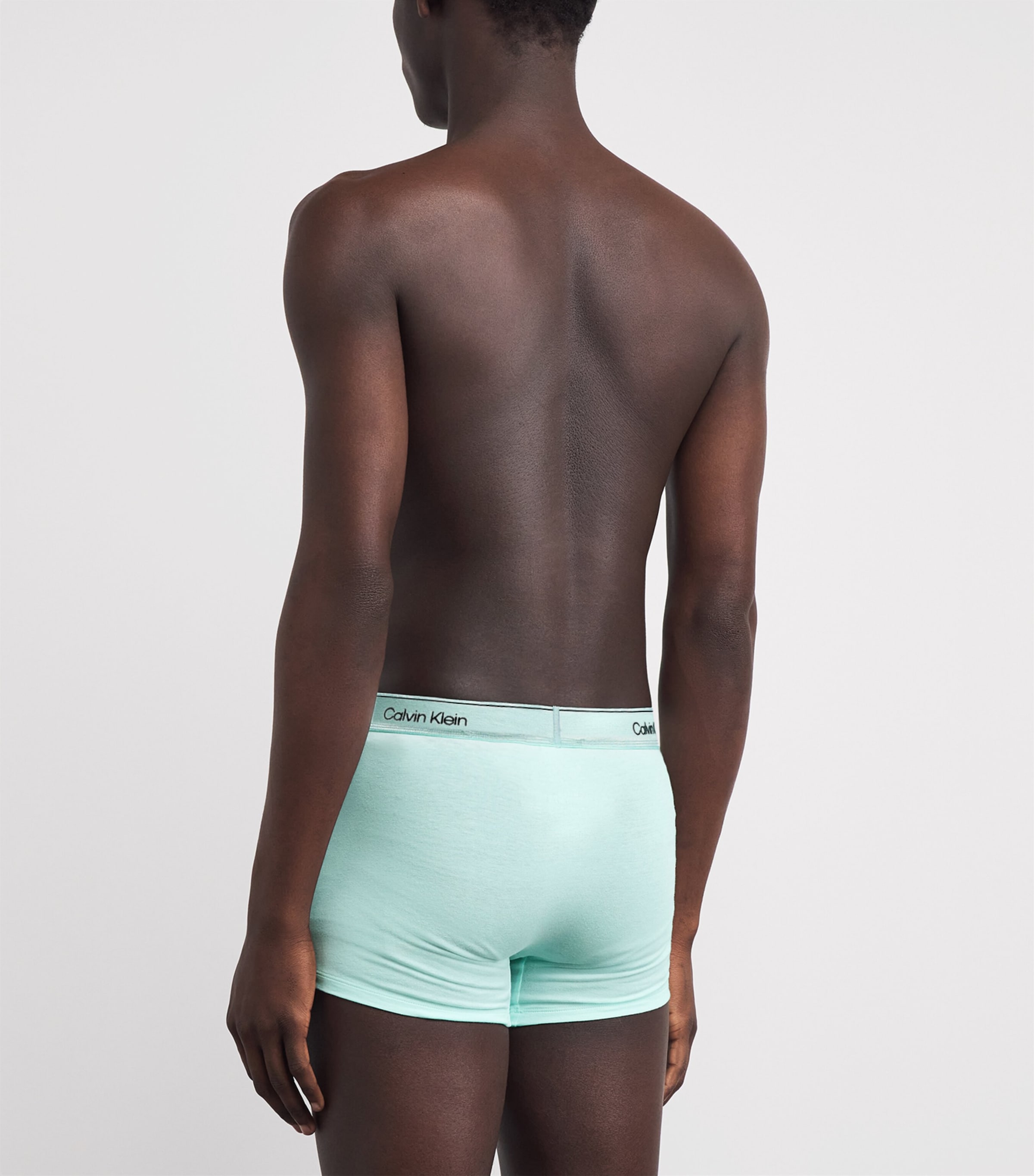 Calvin Klein Mens Cotton Stretch Icon Metallic Boxer Briefs (Pack of 3) Black/turq/mist Image 3