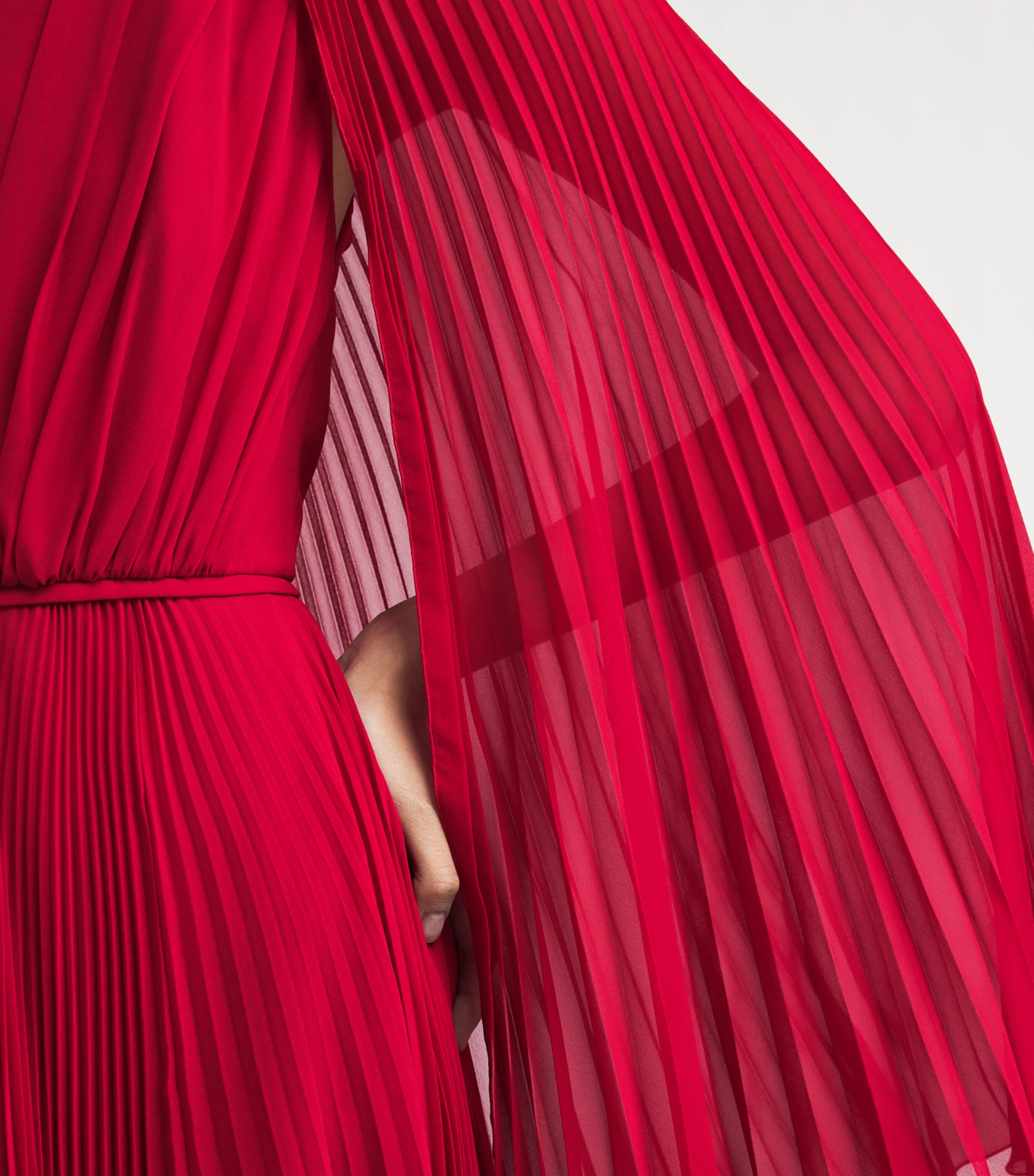 Silk-Georgette Pleated Gown 6759 RED Image 6