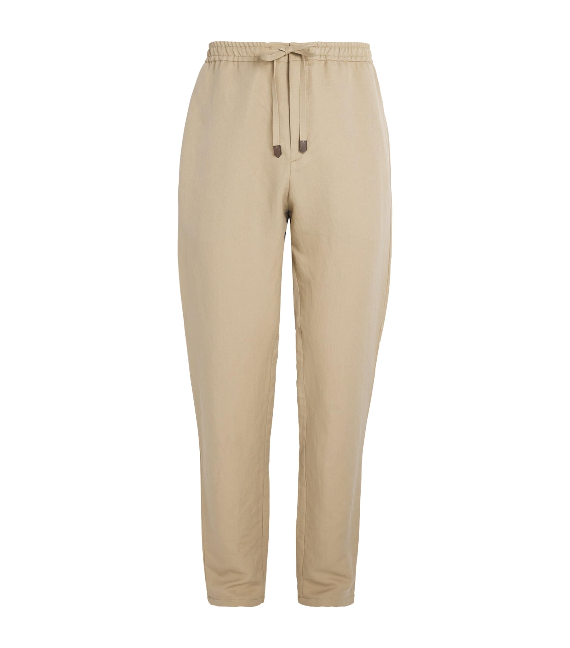 Canali Linen-silk Drawstring Trousers In Neutral
