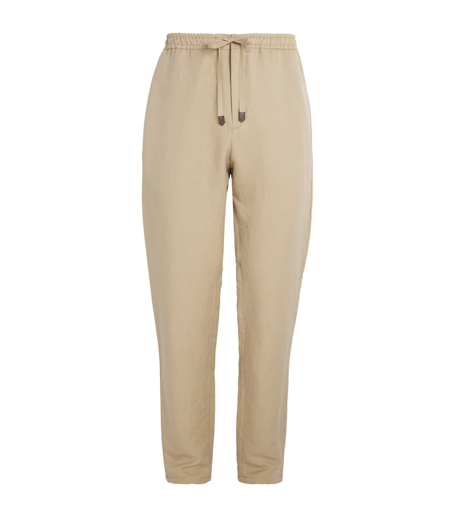 Linen-Silk Drawstring Trousers 708-BEIGE Image 1