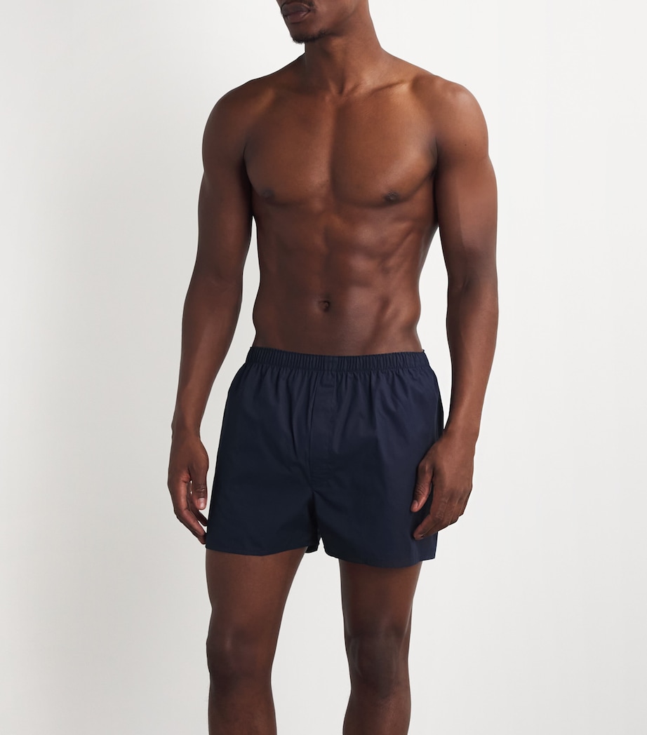 Sunspel Mens Cotton Classic Boxer Shorts Navy Image 2