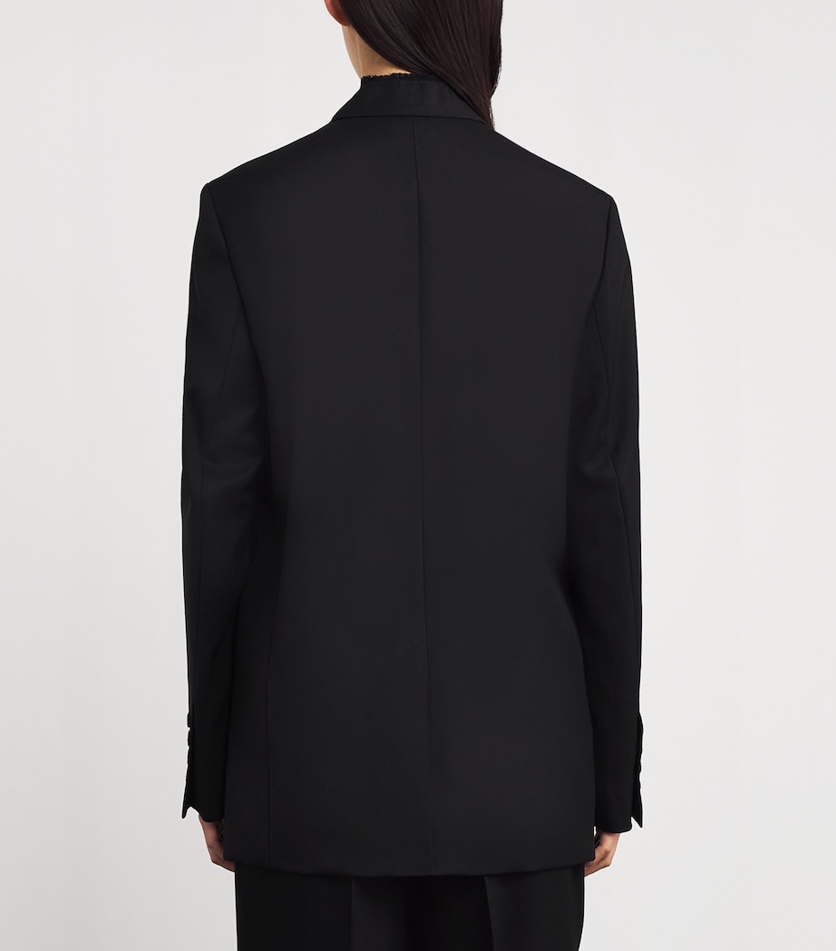 Wool Raw-Lapel Blazer 001 BLACK Image 4