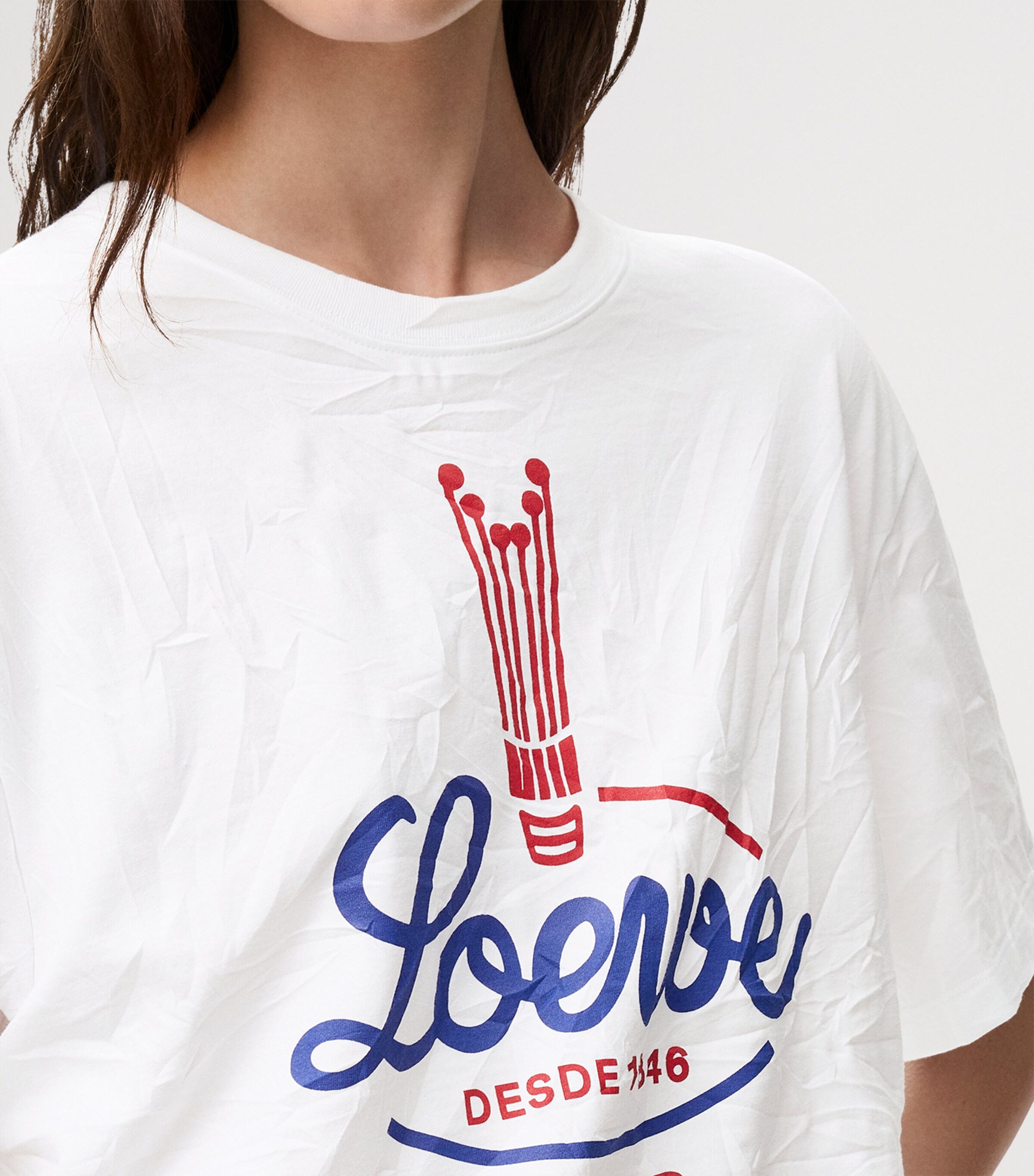 LOEWE Womens Cotton Graphic Logo T-Shirt White Image 5
