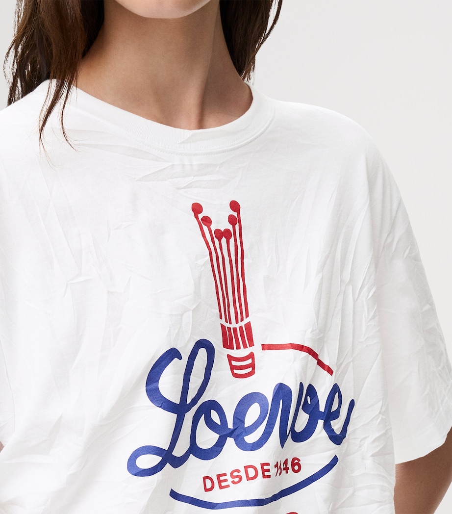 LOEWE Womens Cotton Graphic Logo T-Shirt White Image 5