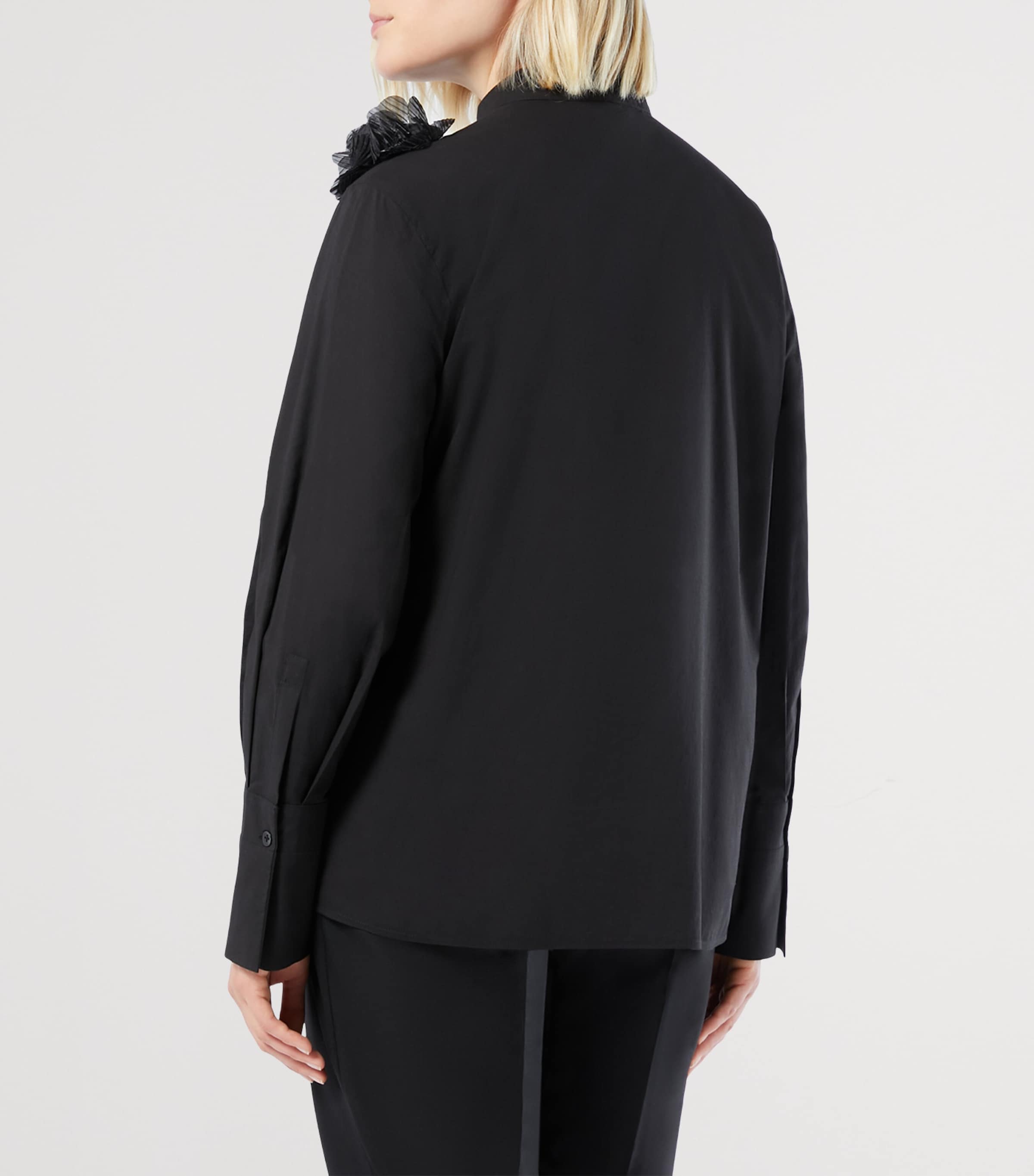 Floral-Detail Fieno Shirt BLACK Image 3